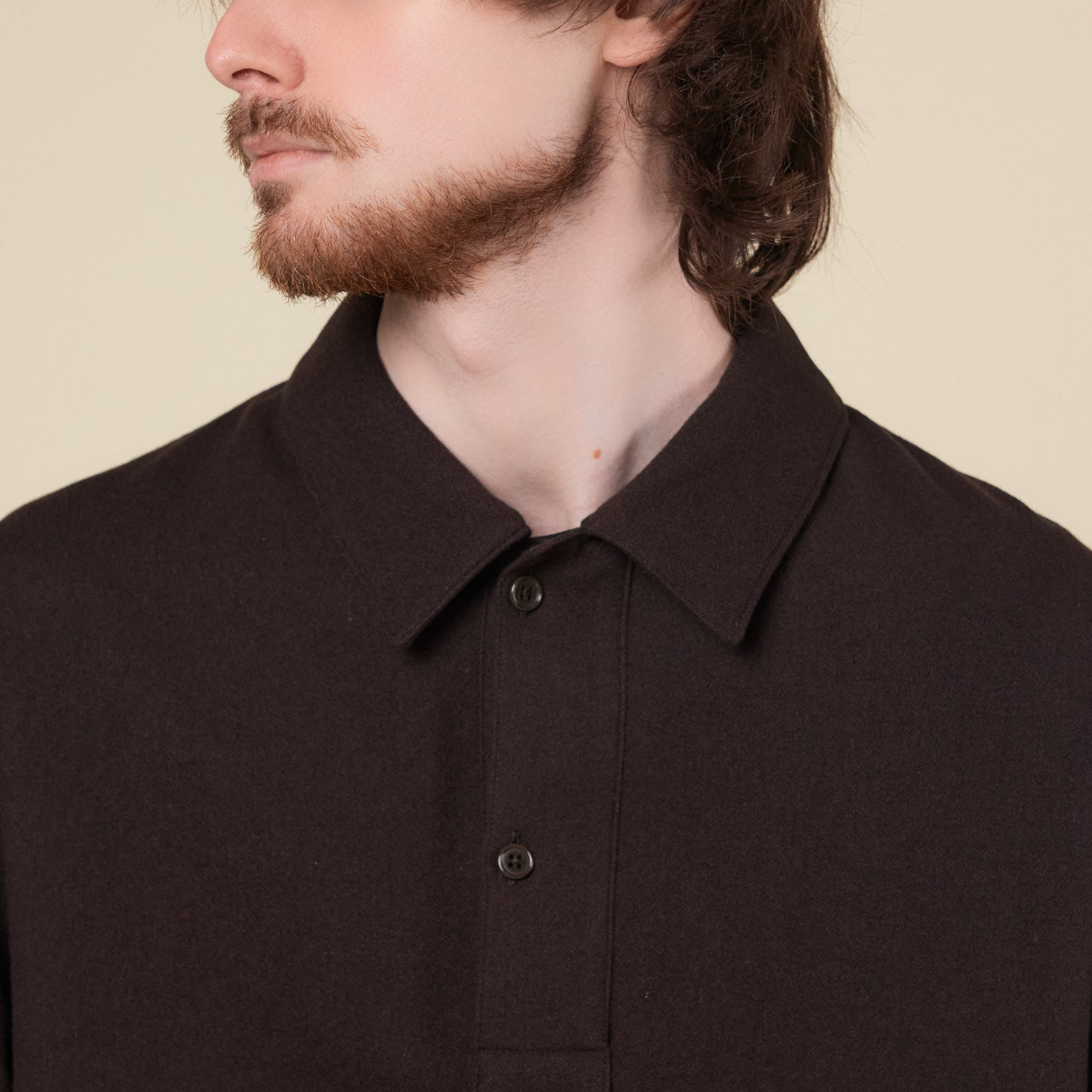 Still by Hand - Wool Pulover Shirt - Brown