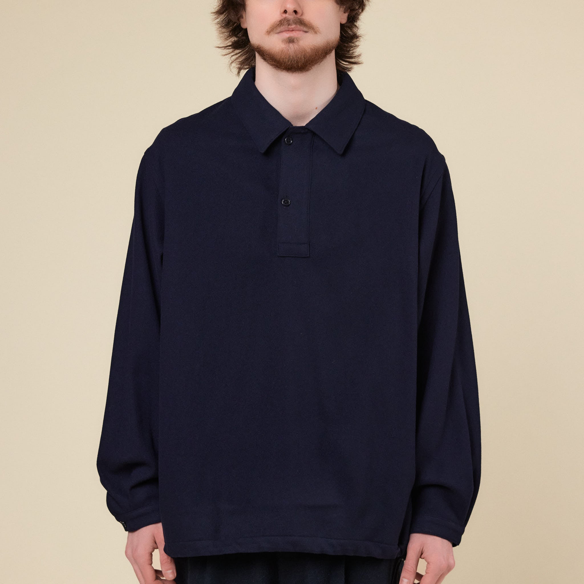 Still by Hand - Wool Pulover Shirt - Navy