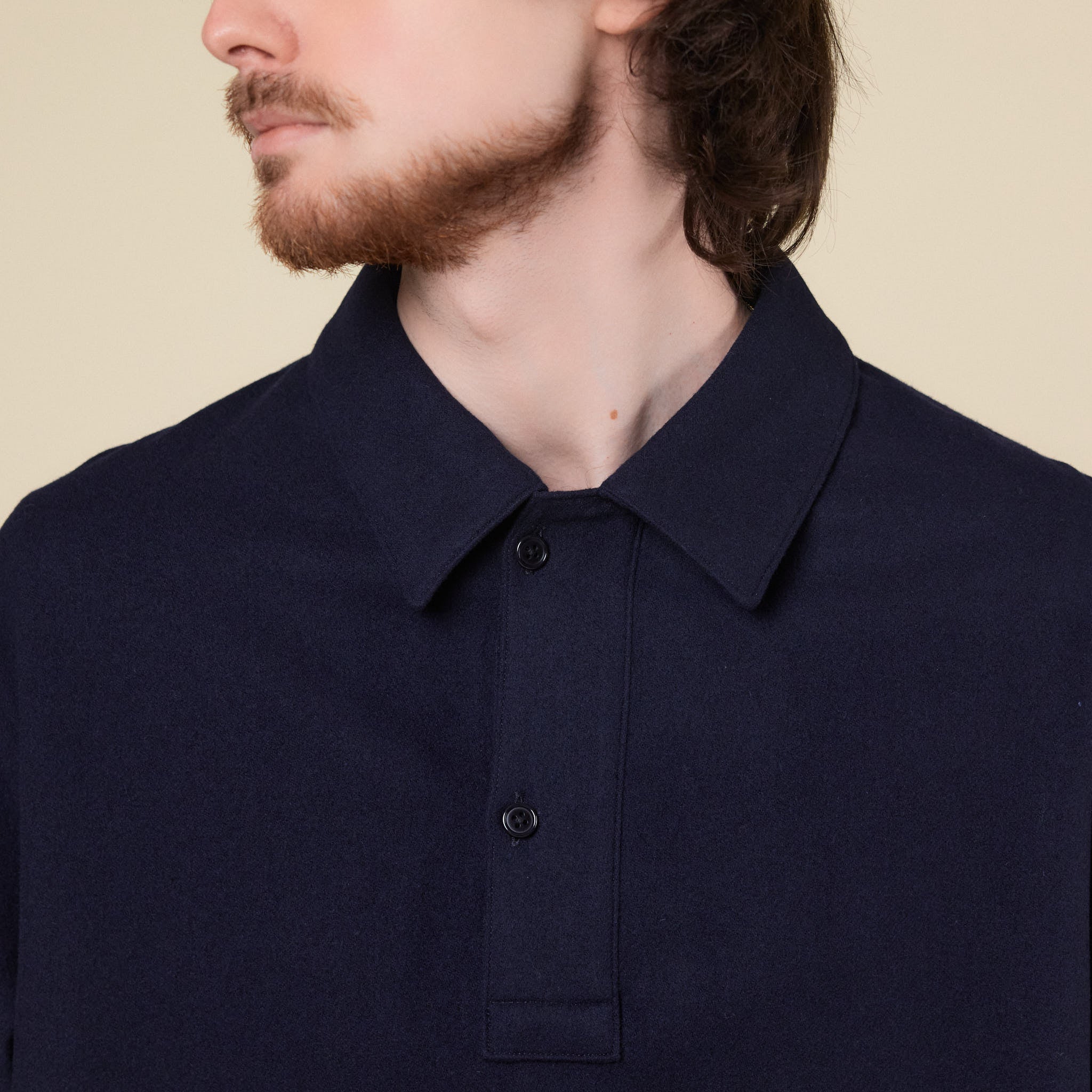 Still by Hand - Wool Pulover Shirt - Navy