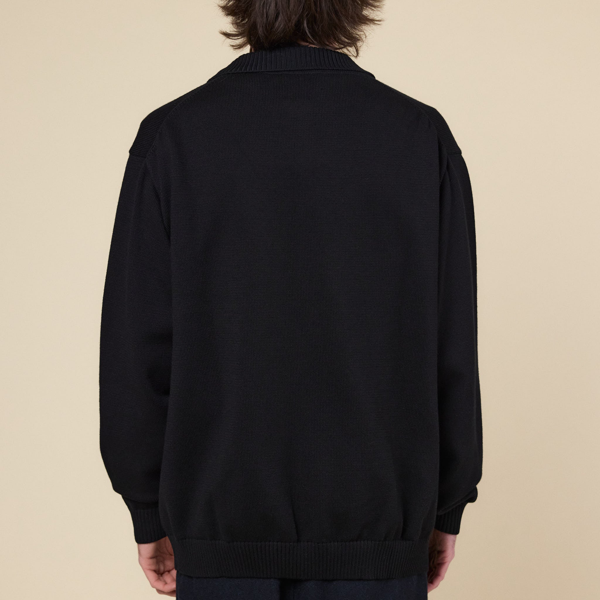Still by Hand - Knit Polo Sweater - Black