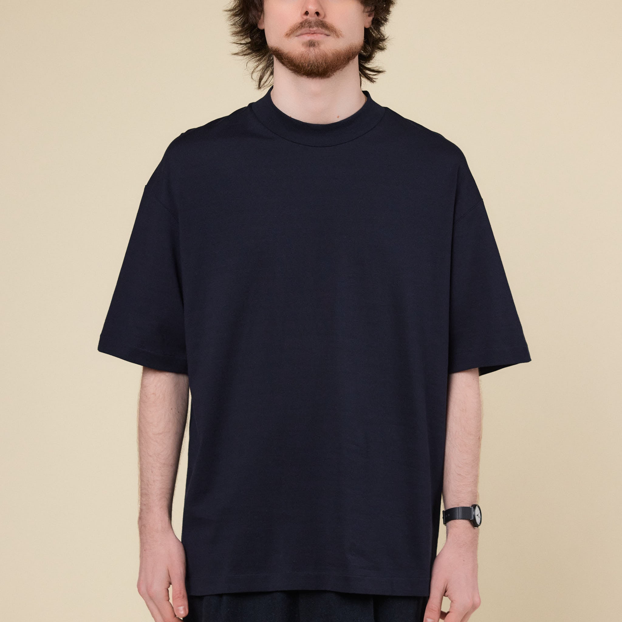 Still by Hand - Crew Neck T-Shirt - Black Navy