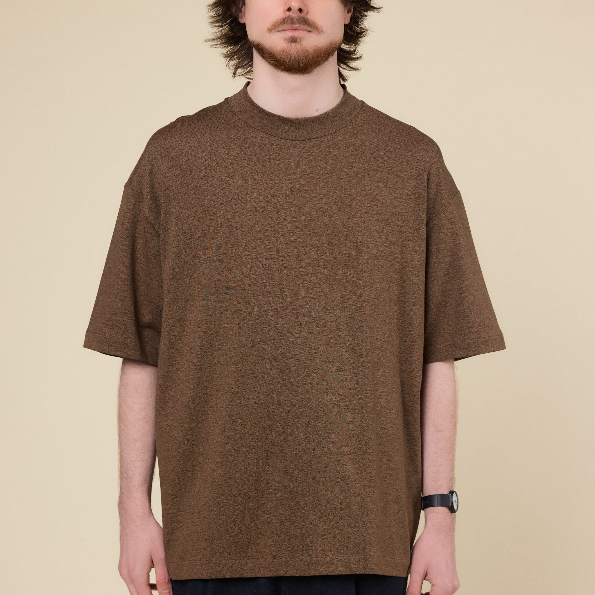 Still by Hand - Crew Neck T-Shirt - Dusty Brown