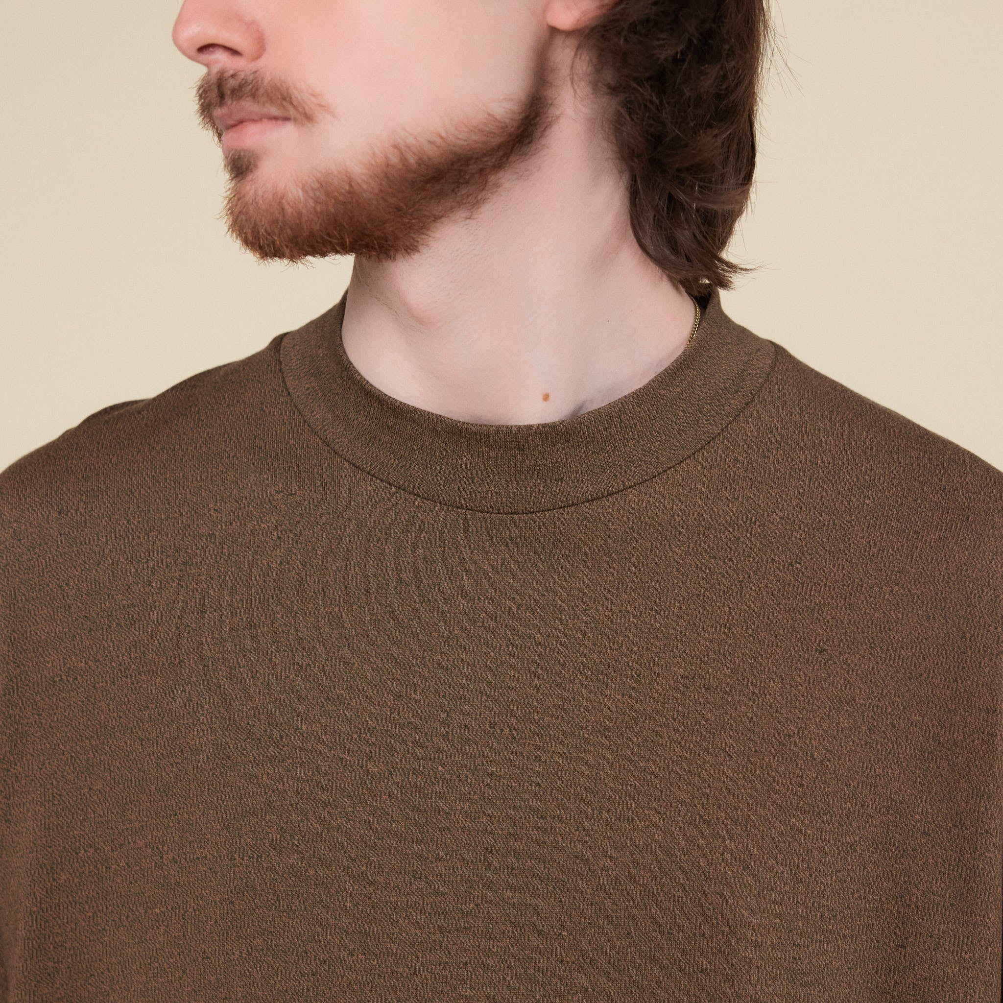 Still by Hand - Crew Neck T-Shirt - Dusty Brown