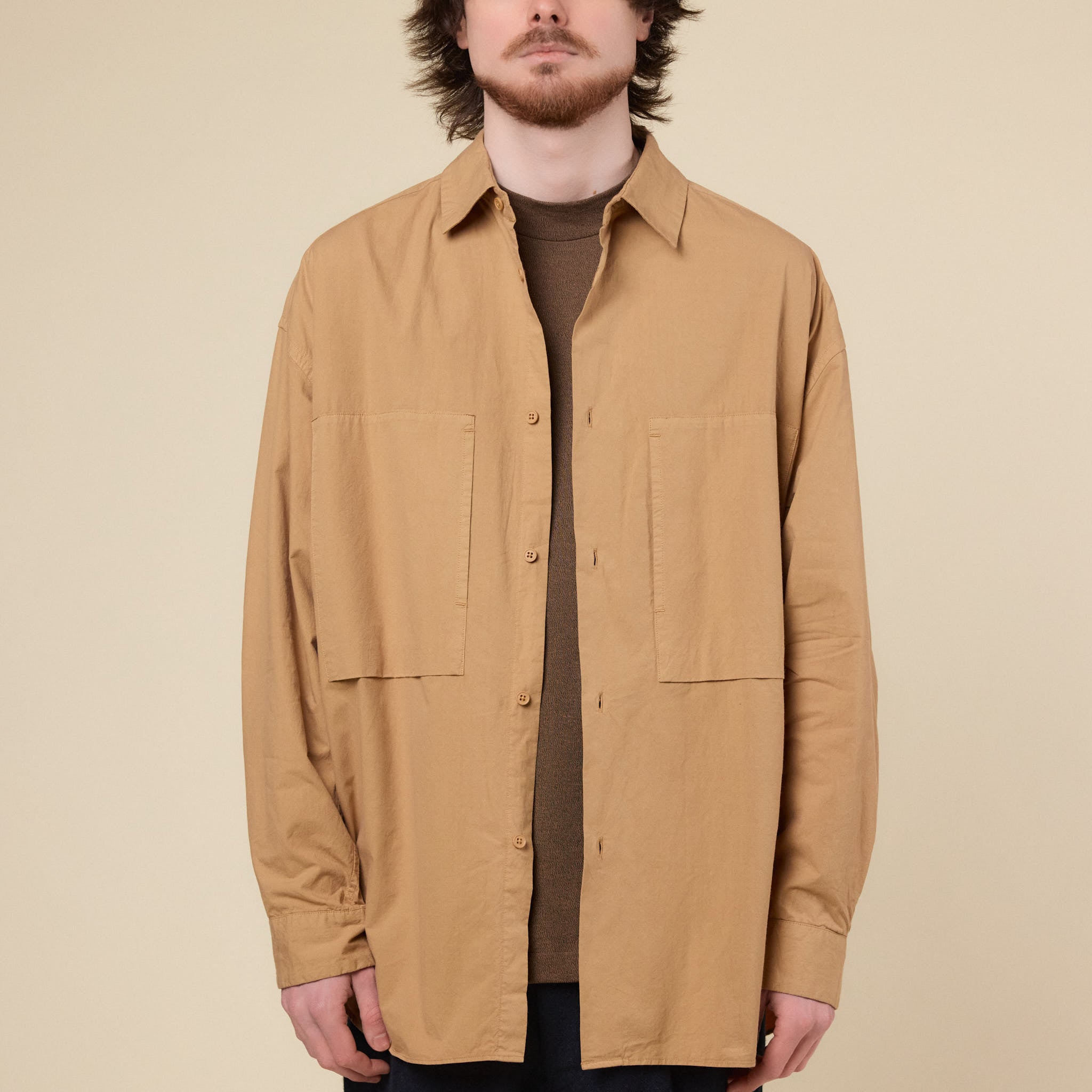 Still by Hand - Oversized Cotton Overshirt - Pale Orange