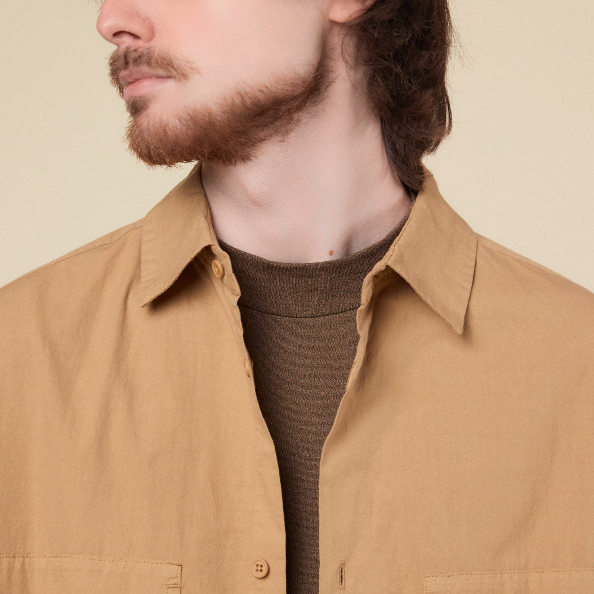 Still by Hand - Oversized Cotton Overshirt - Pale Orange