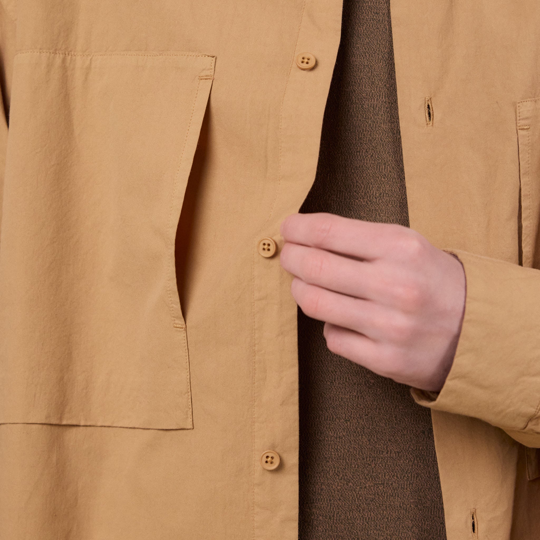 Still by Hand - Oversized Cotton Overshirt - Pale Orange