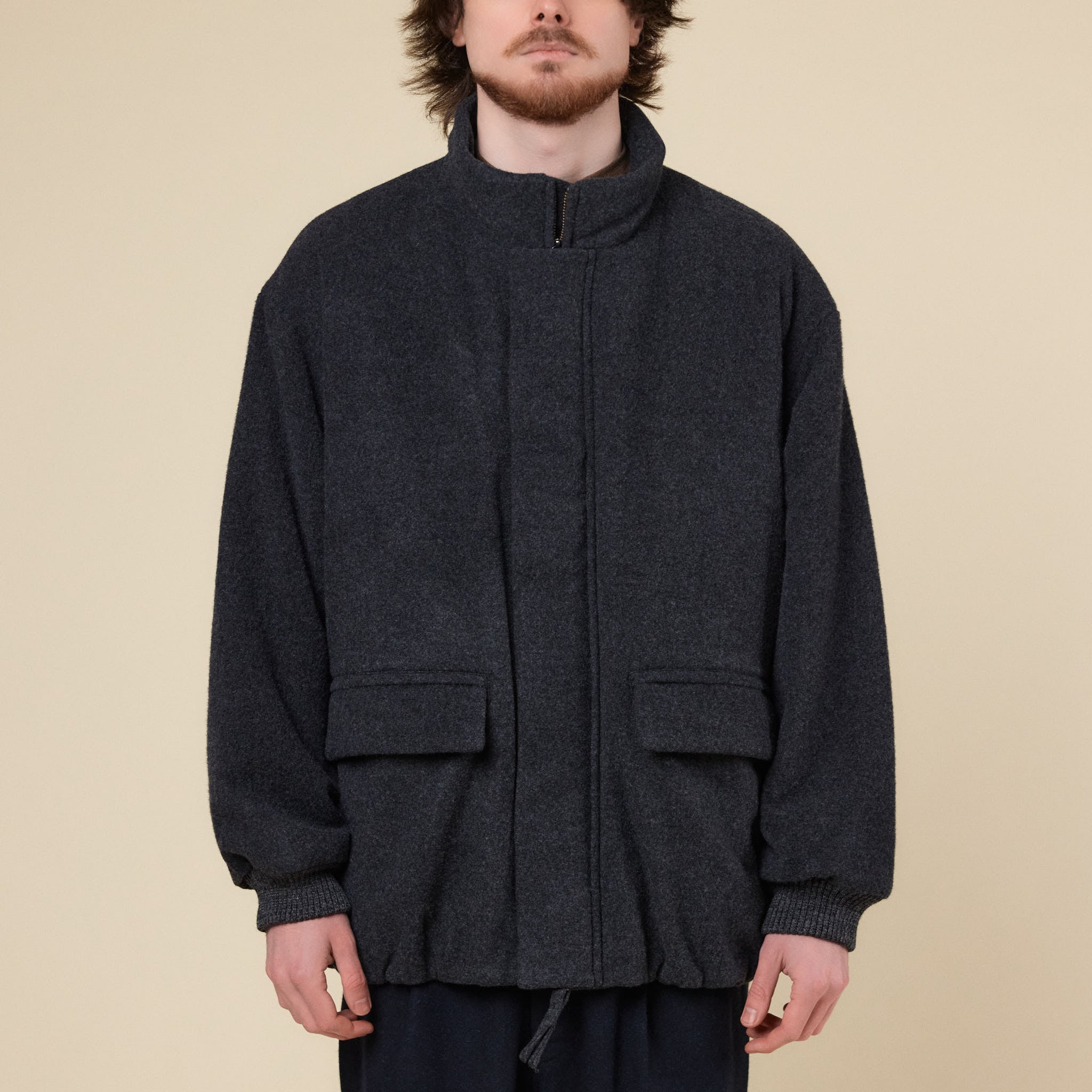 Still by Hand - Lambs Wool Insulated Blouson Jacket - Charcoal