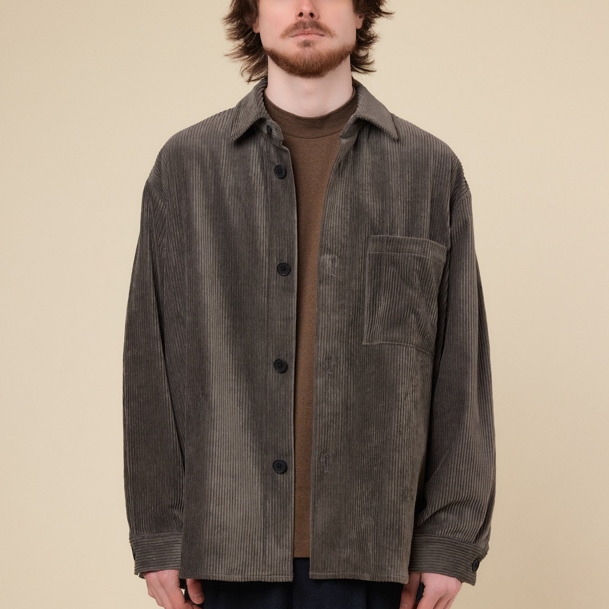 Still by Hand - Corduroy Overhhirt - Khaki Brown