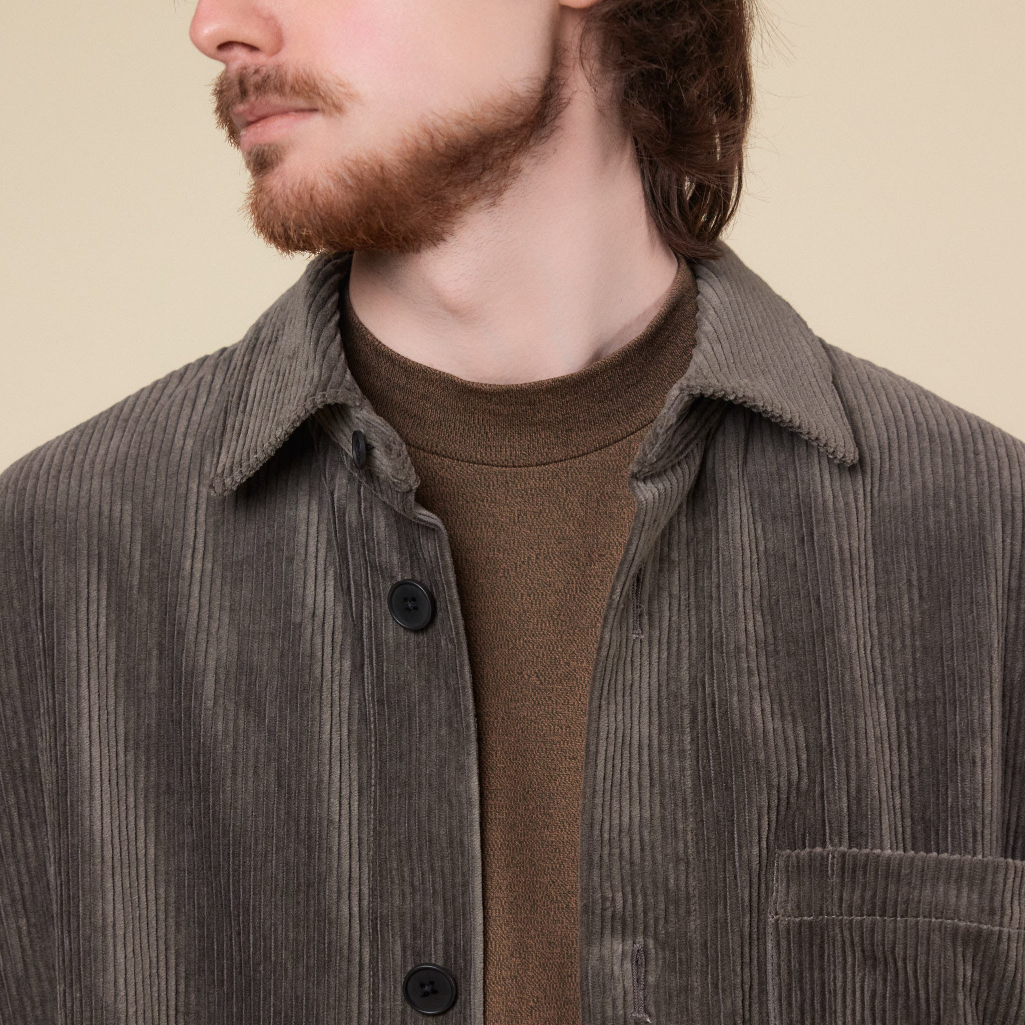 Still by Hand - Corduroy Overhhirt - Khaki Brown