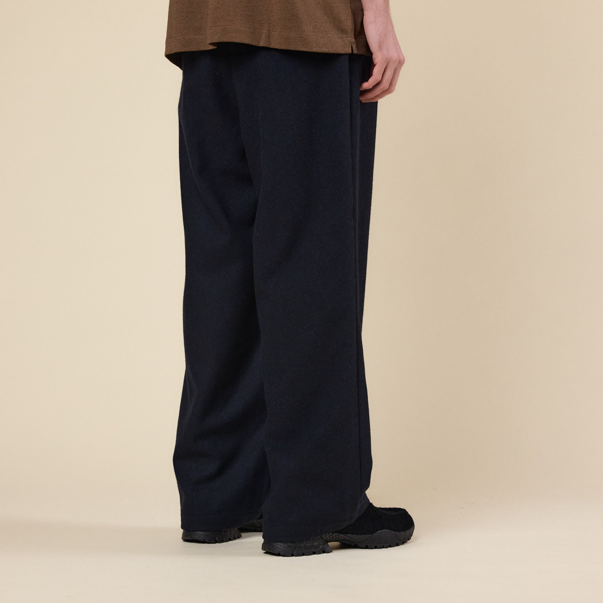 Still by Hand - Wide Wool Pants - Black Navy