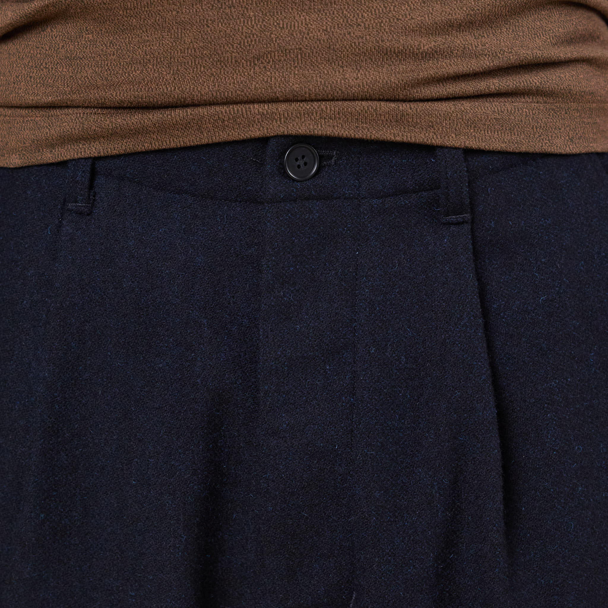 Still by Hand - Wide Wool Pants - Black Navy