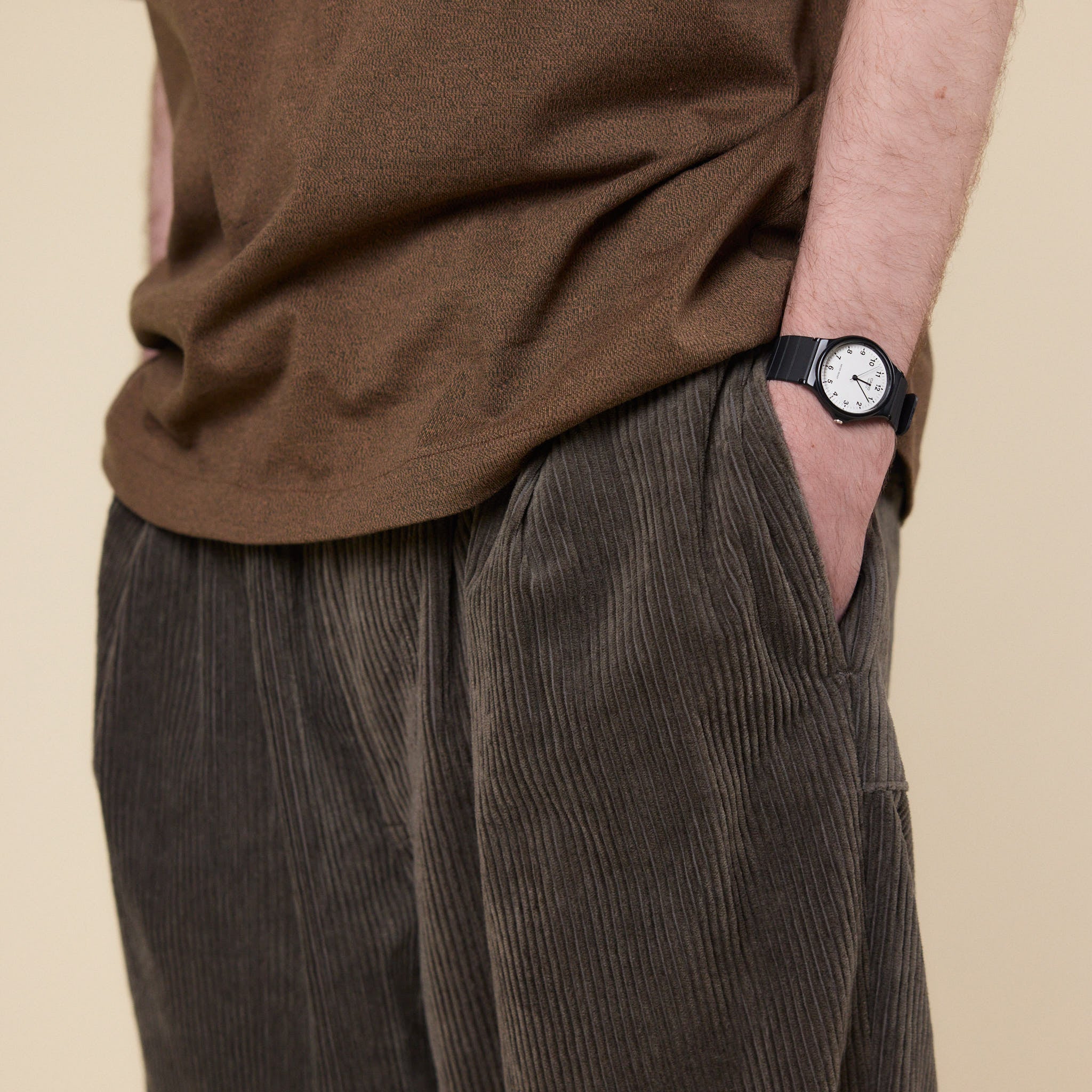 Still by Hand - Tapered Corduroy Pants - Khaki Brown