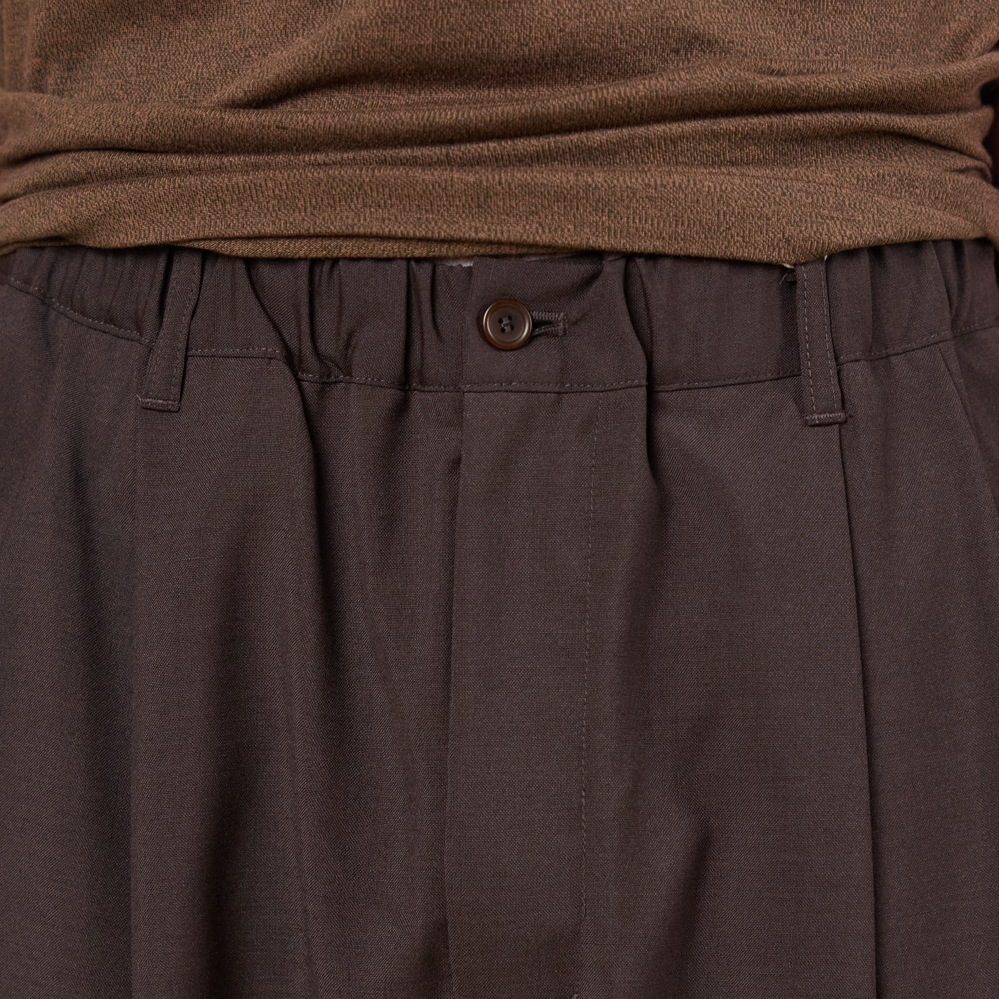 Still by Hand - Tapered Wool Blend Pants - Dark Brown