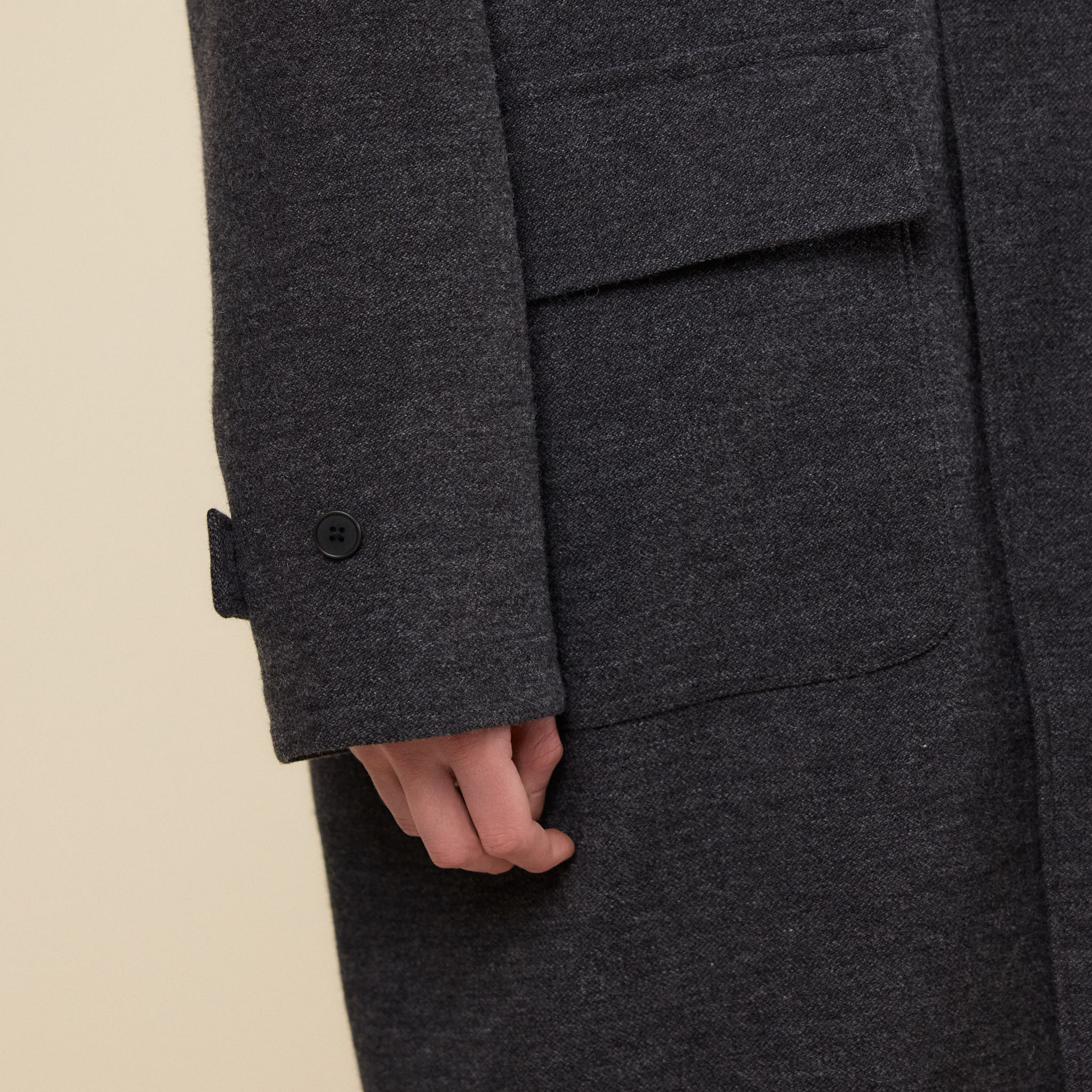 Still by Hand - Wool Balmacaan Coat - Brown Charcoal