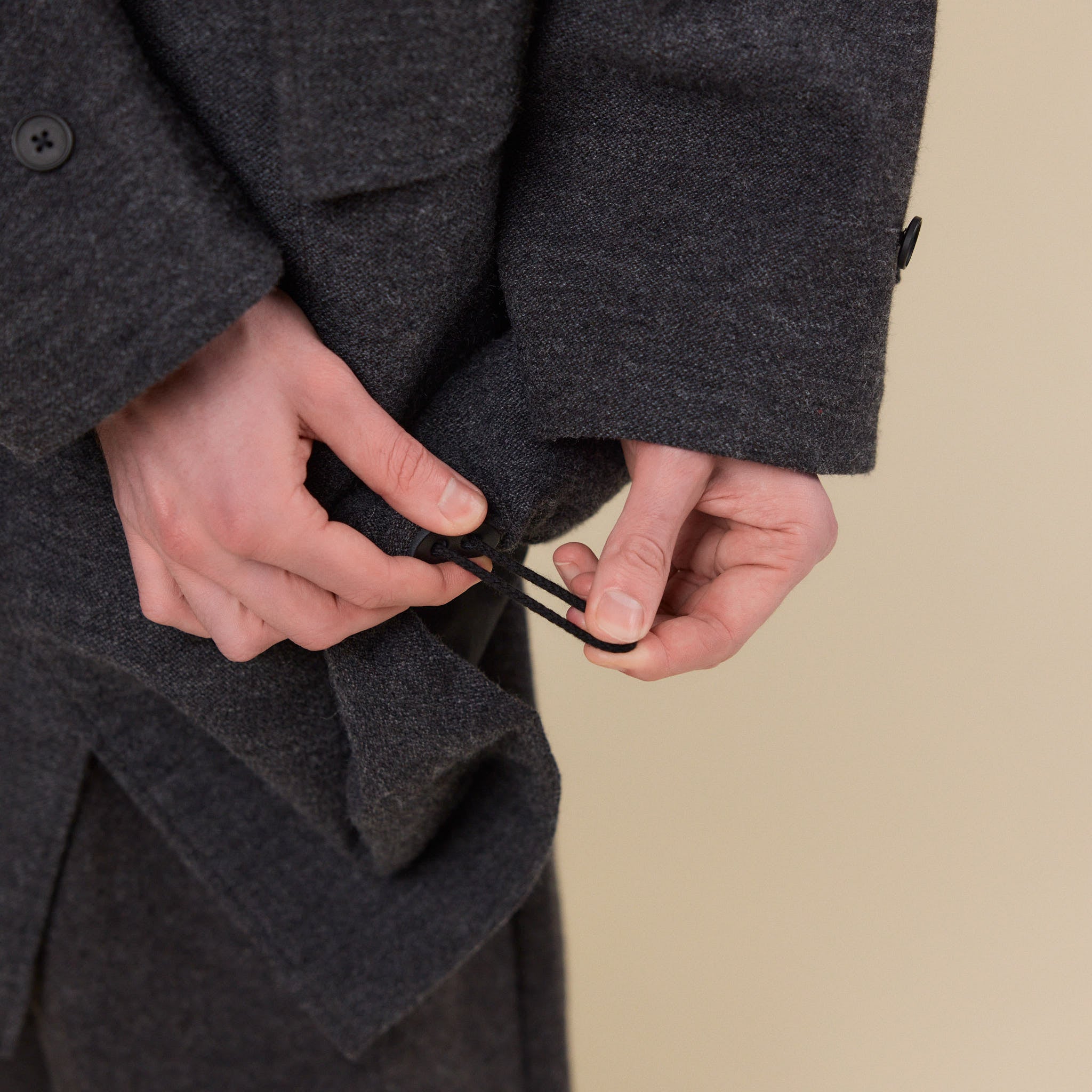 Still by Hand - Wool Balmacaan Coat - Brown Charcoal