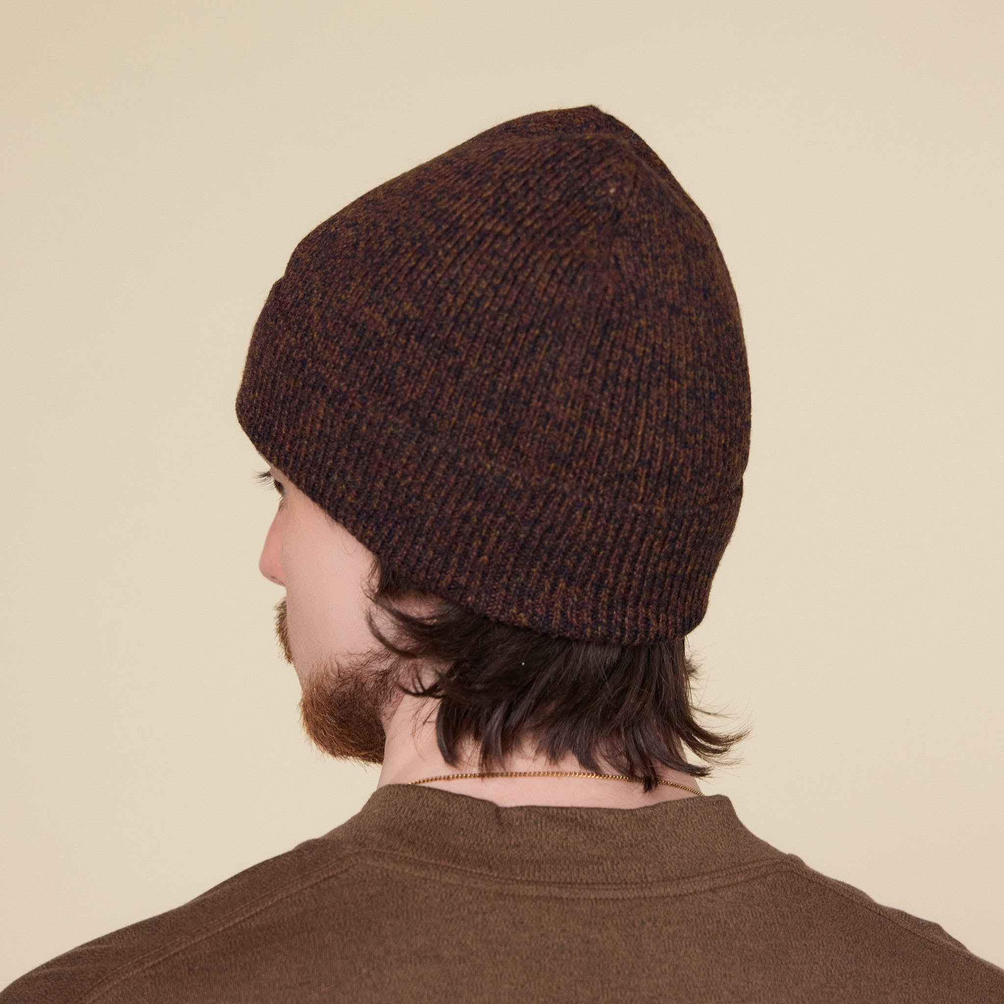 Still by Hand - Knitted Wool Cap - Melange Brown