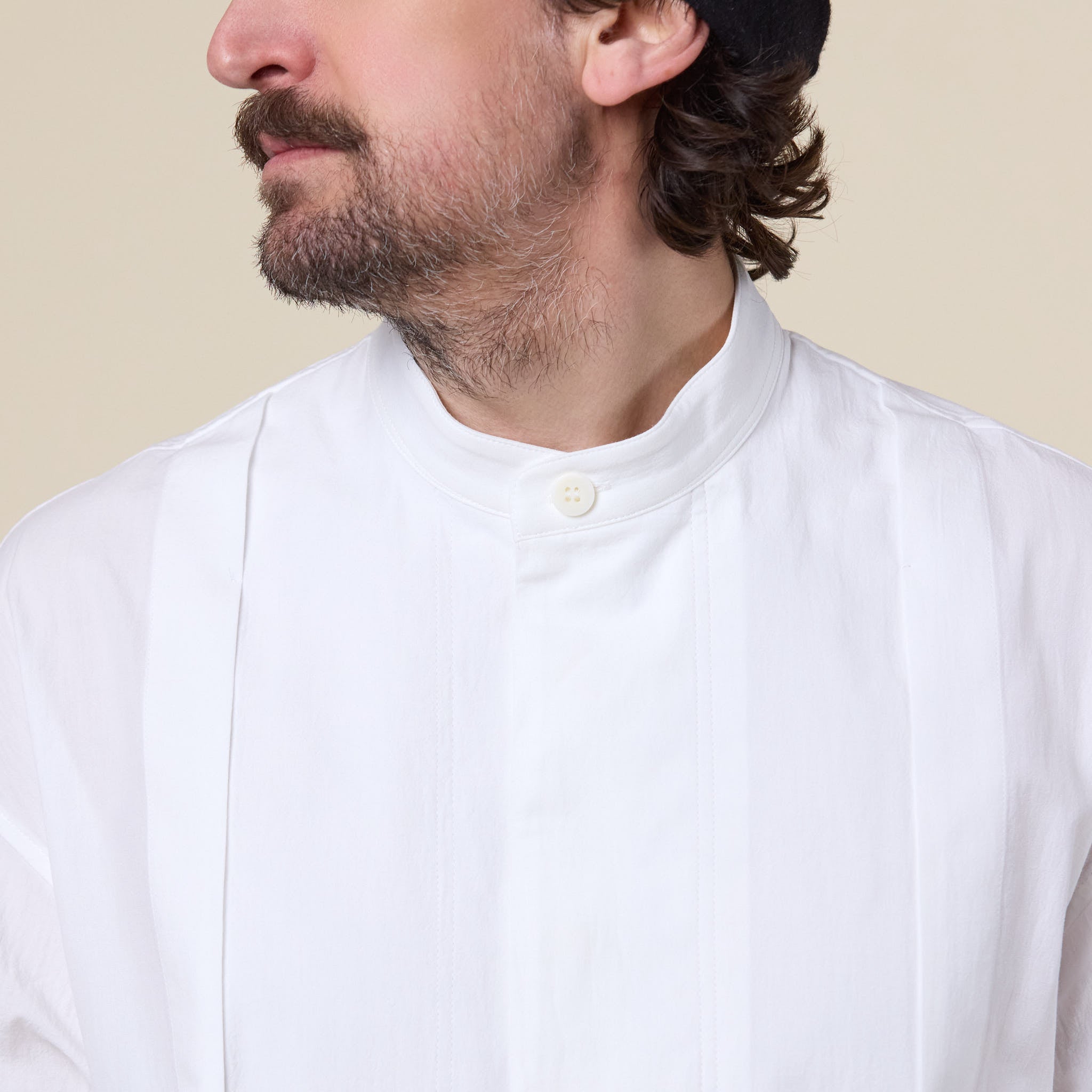 IM MEN - White Shirt Stand Collar - Off White