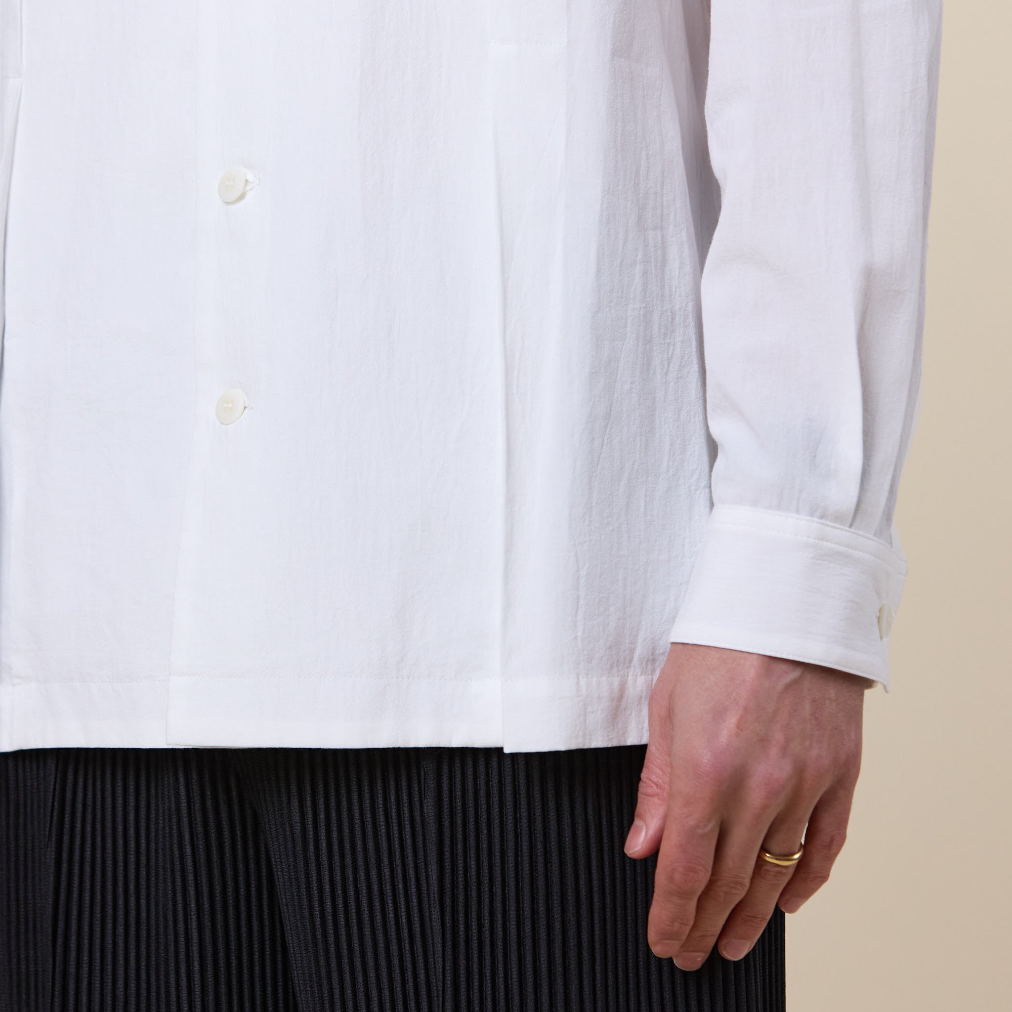 IM MEN - White Shirt Stand Collar - Off White