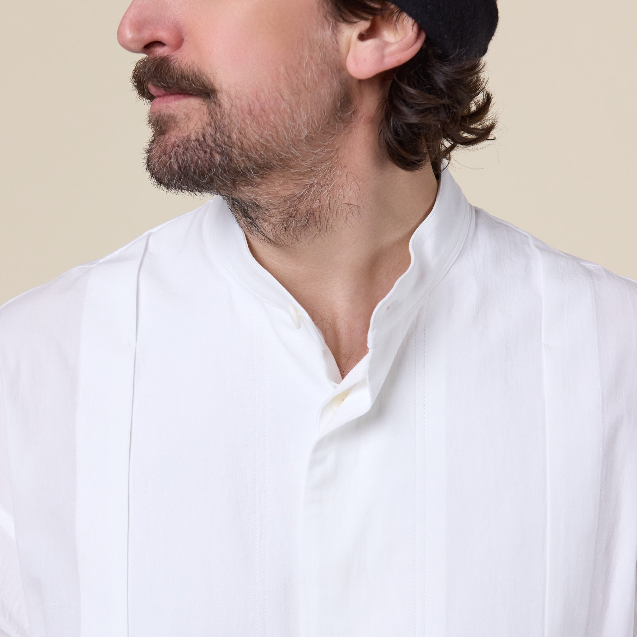 IM MEN - White Shirt Stand Collar - Off White