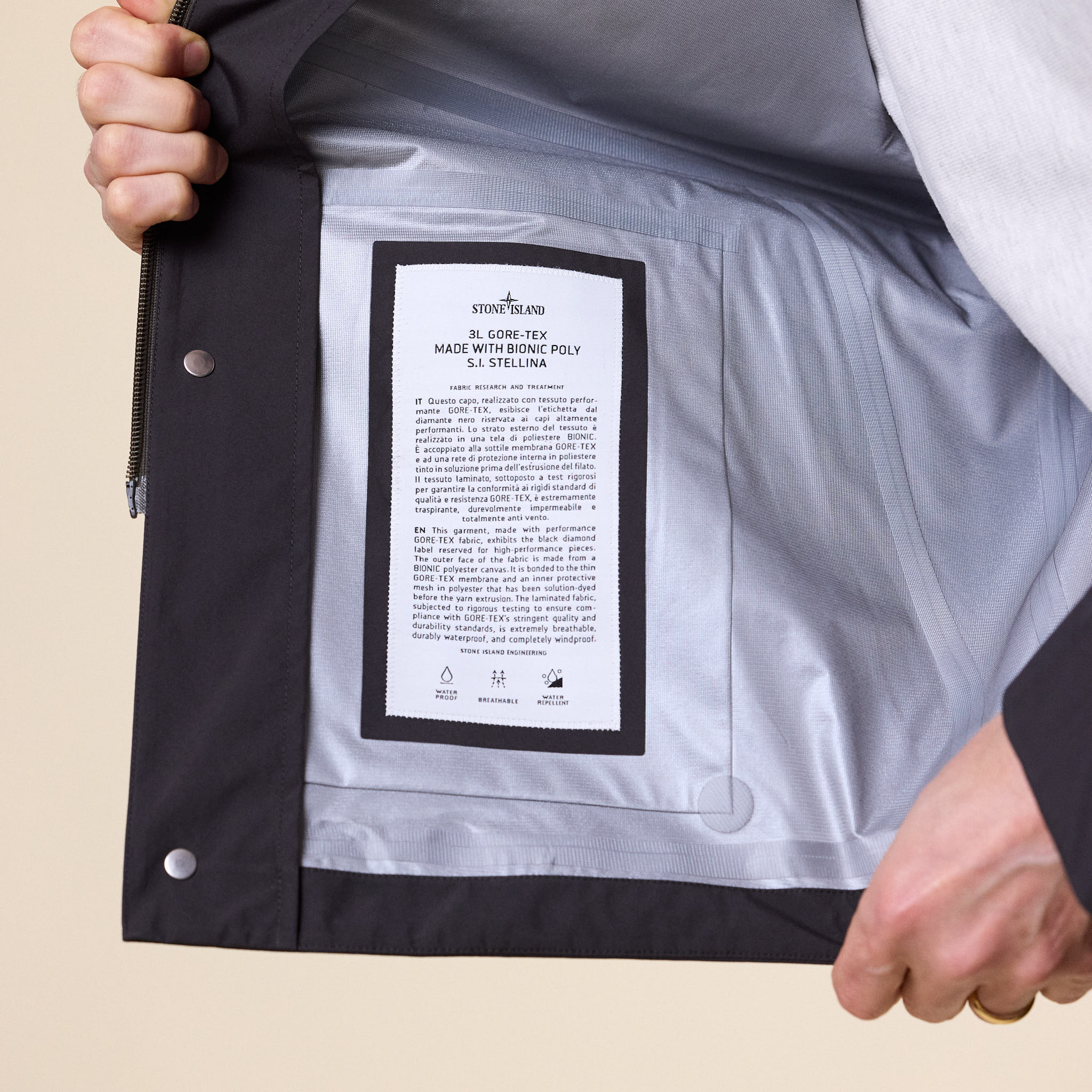 Stone Island Stellina - 3L Gore-Tex Waterproof Coach Jacket - Lead Grey