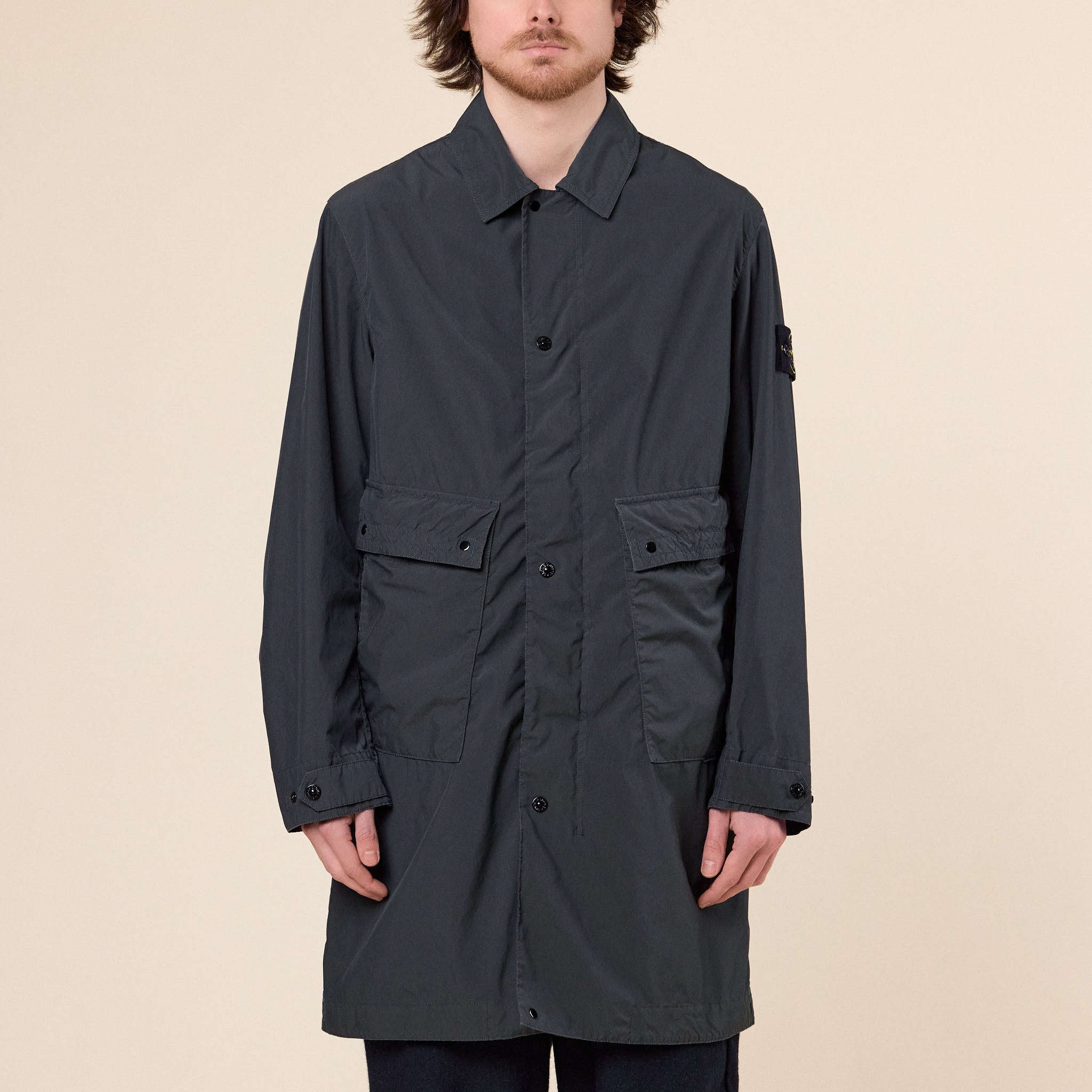 Stone Island - Light Compact Touch Poly-TC Car Coat - Charcoal Grey