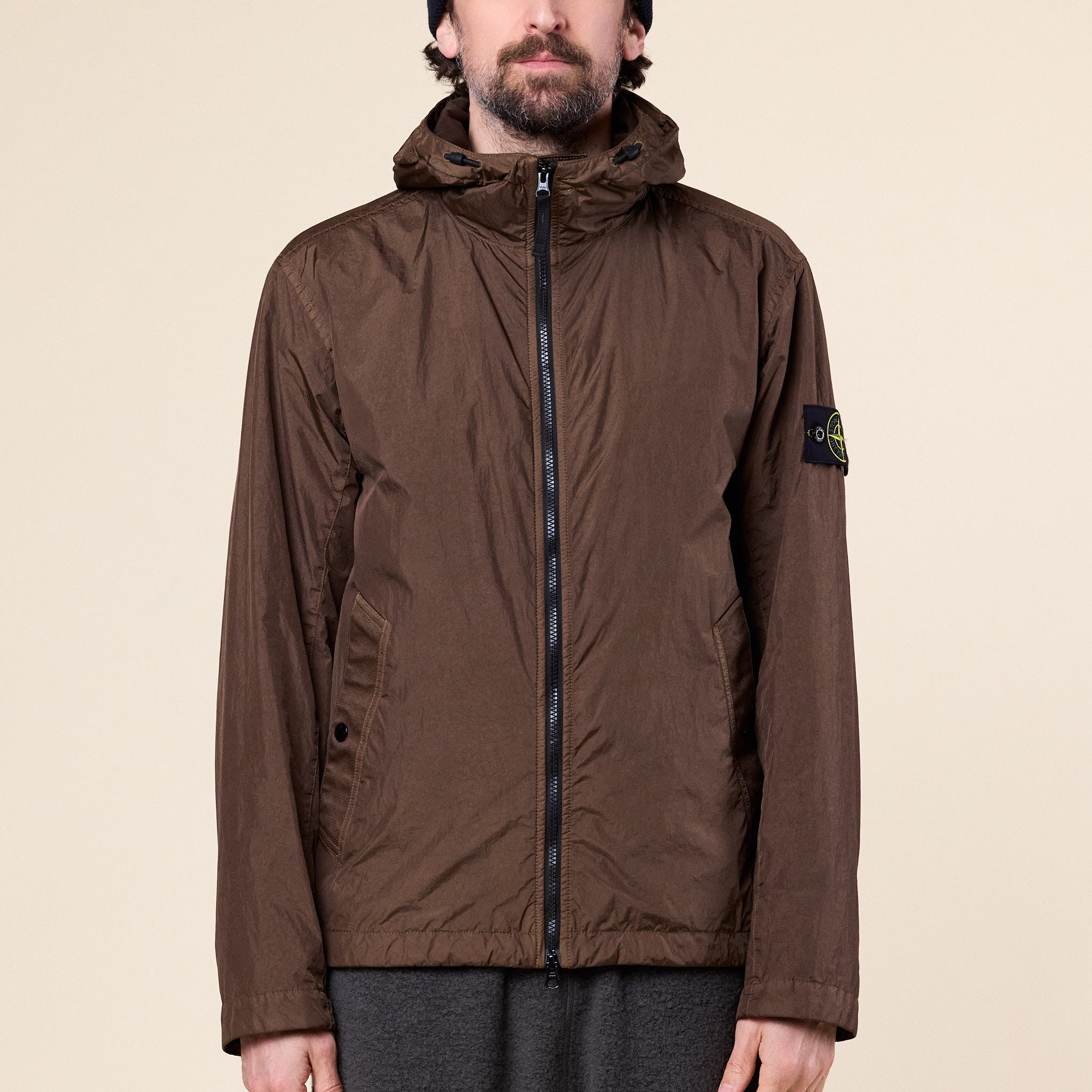 Stone Island - Crinkle Reps NY Hooded Jacket - Umber (Brown)