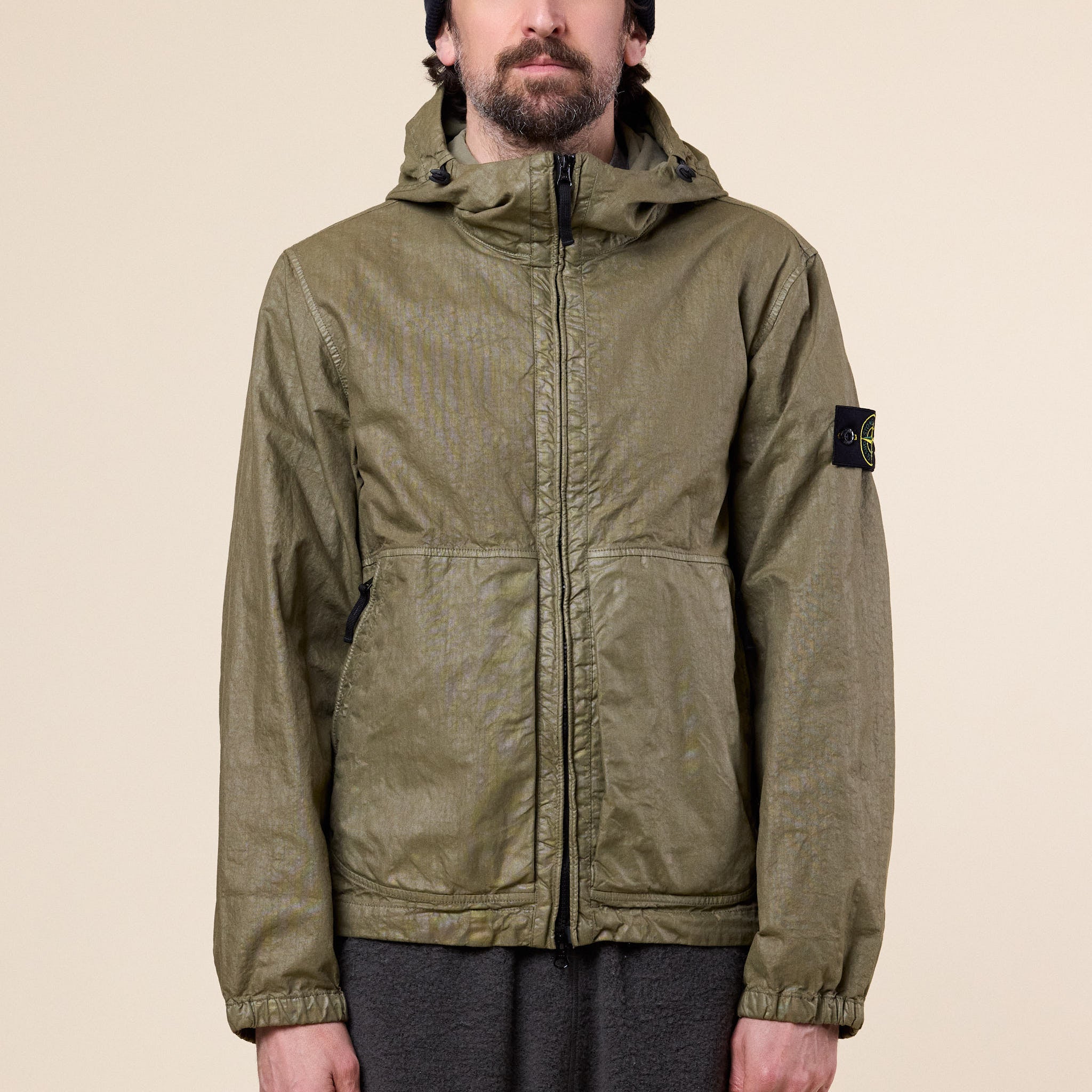 Stone Island - Organic Look Nylon Panama-TC Hooded Jacket - Military Green
