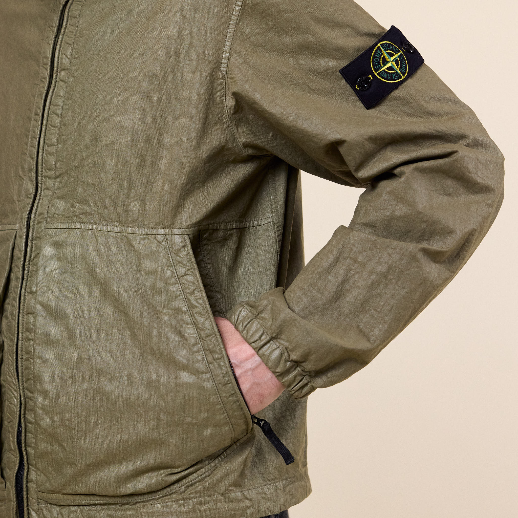 Stone Island - Organic Look Nylon Panama-TC Hooded Jacket - Military Green