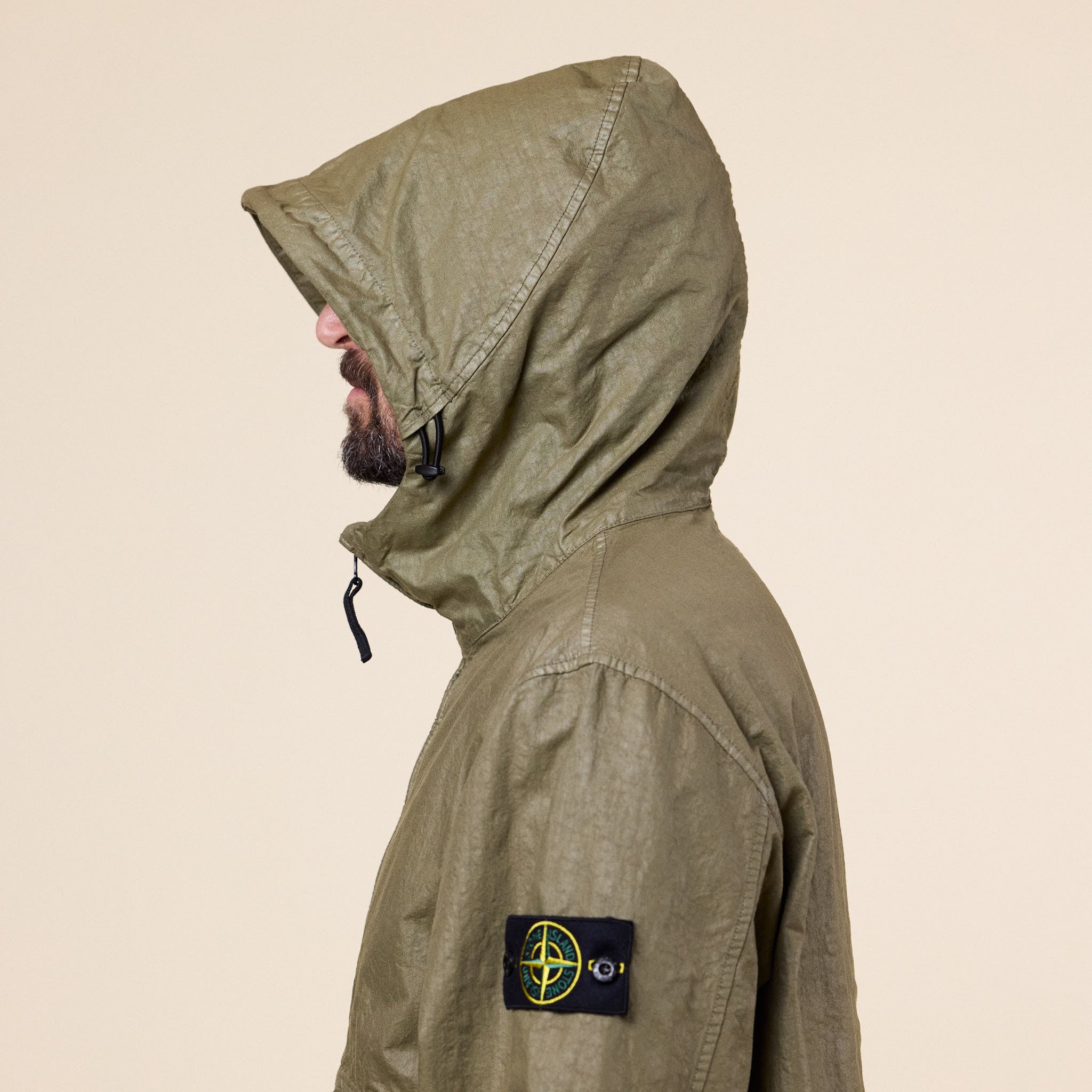 Stone Island - Organic Look Nylon Panama-TC Hooded Jacket - Military Green