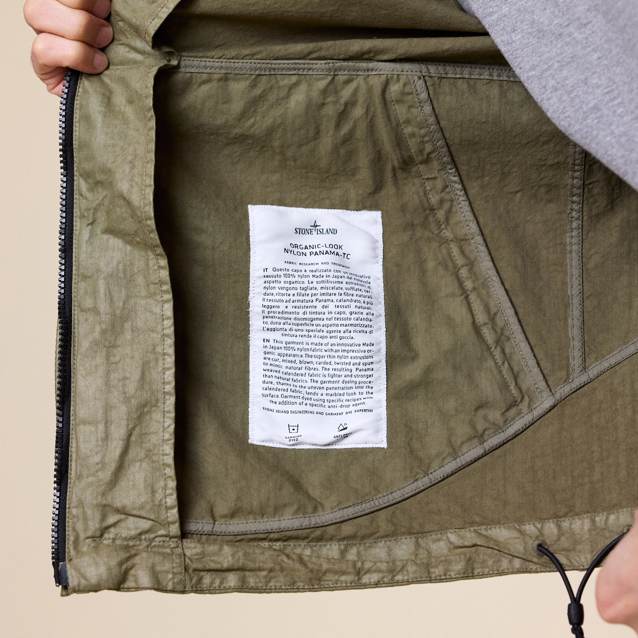 Stone Island - Organic Look Nylon Panama-TC Hooded Jacket - Military Green