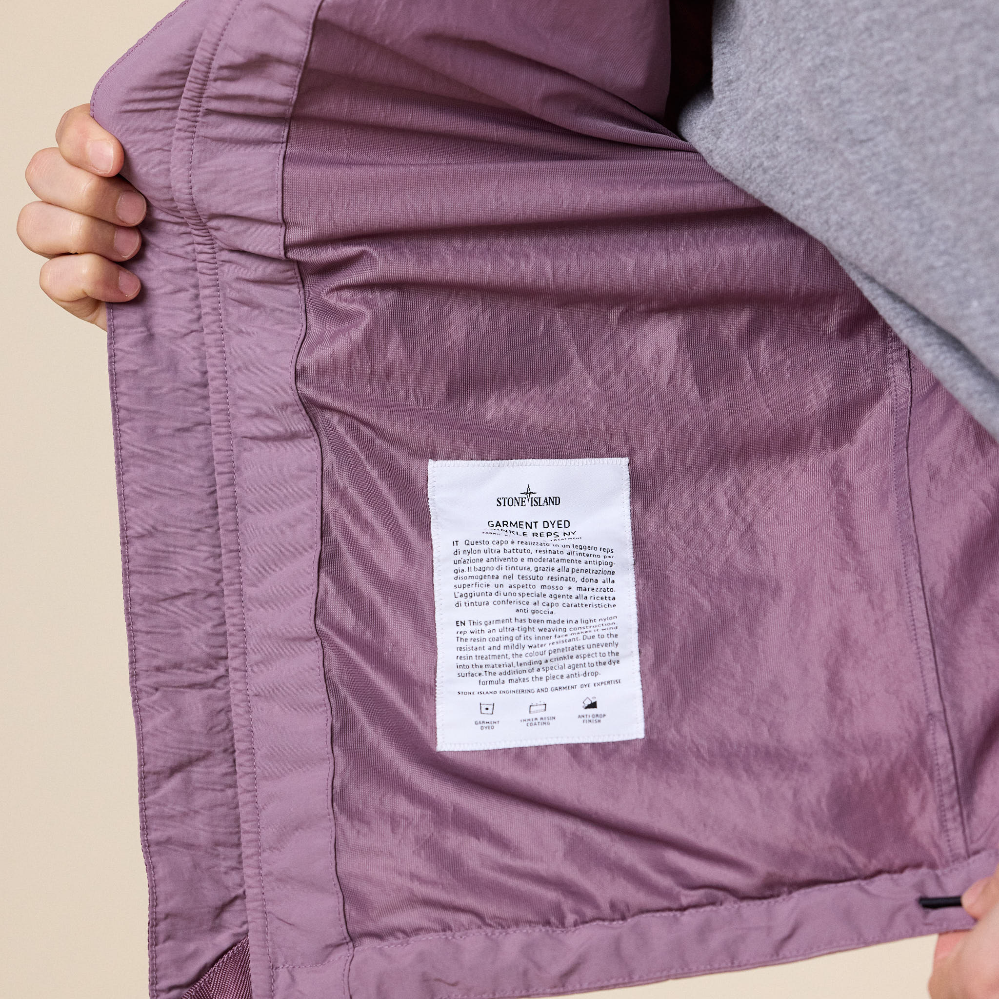 Stone Island - Crinkle Reps NY Hooded Jacket - Purple Grey