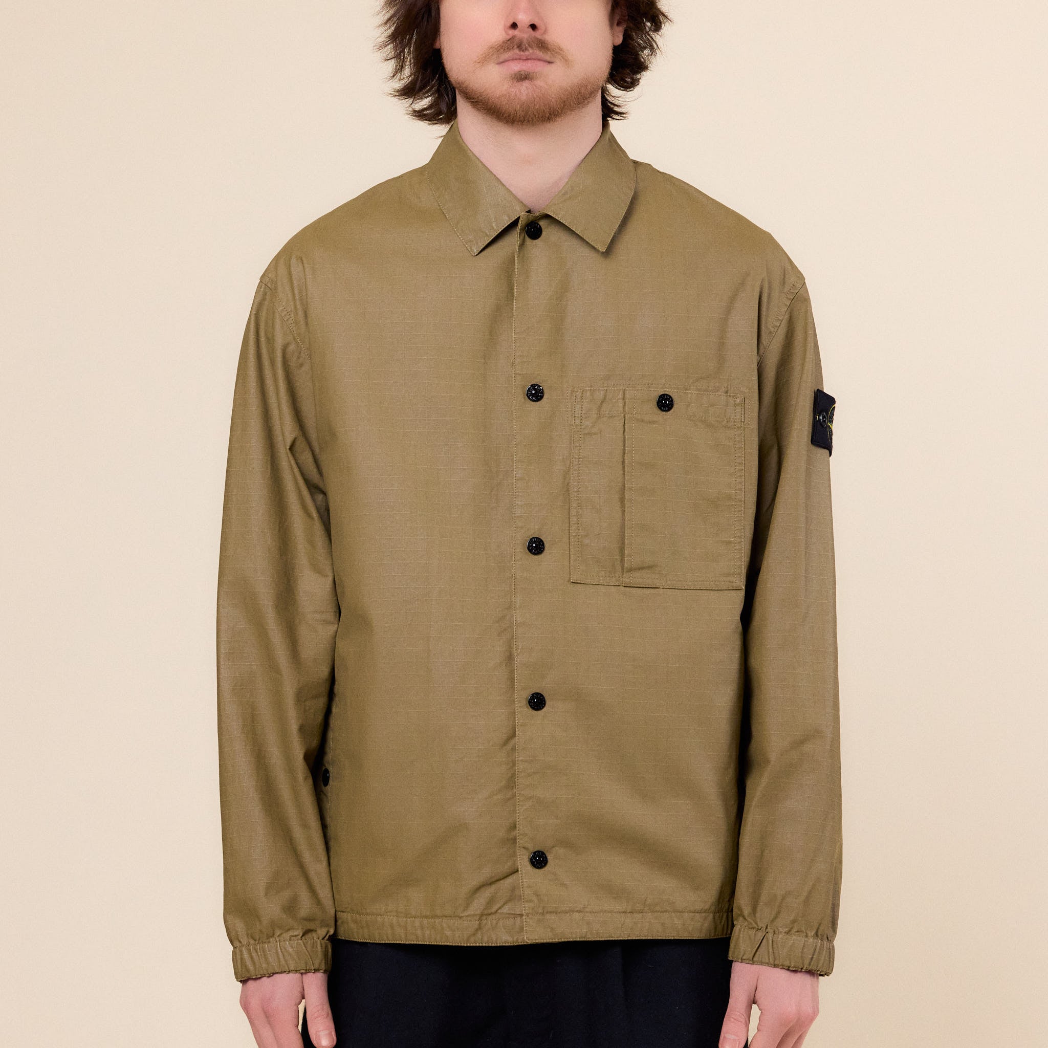 Stone Island - Double Coated Cotton Rip-Stop Over-Shirt - Military Green