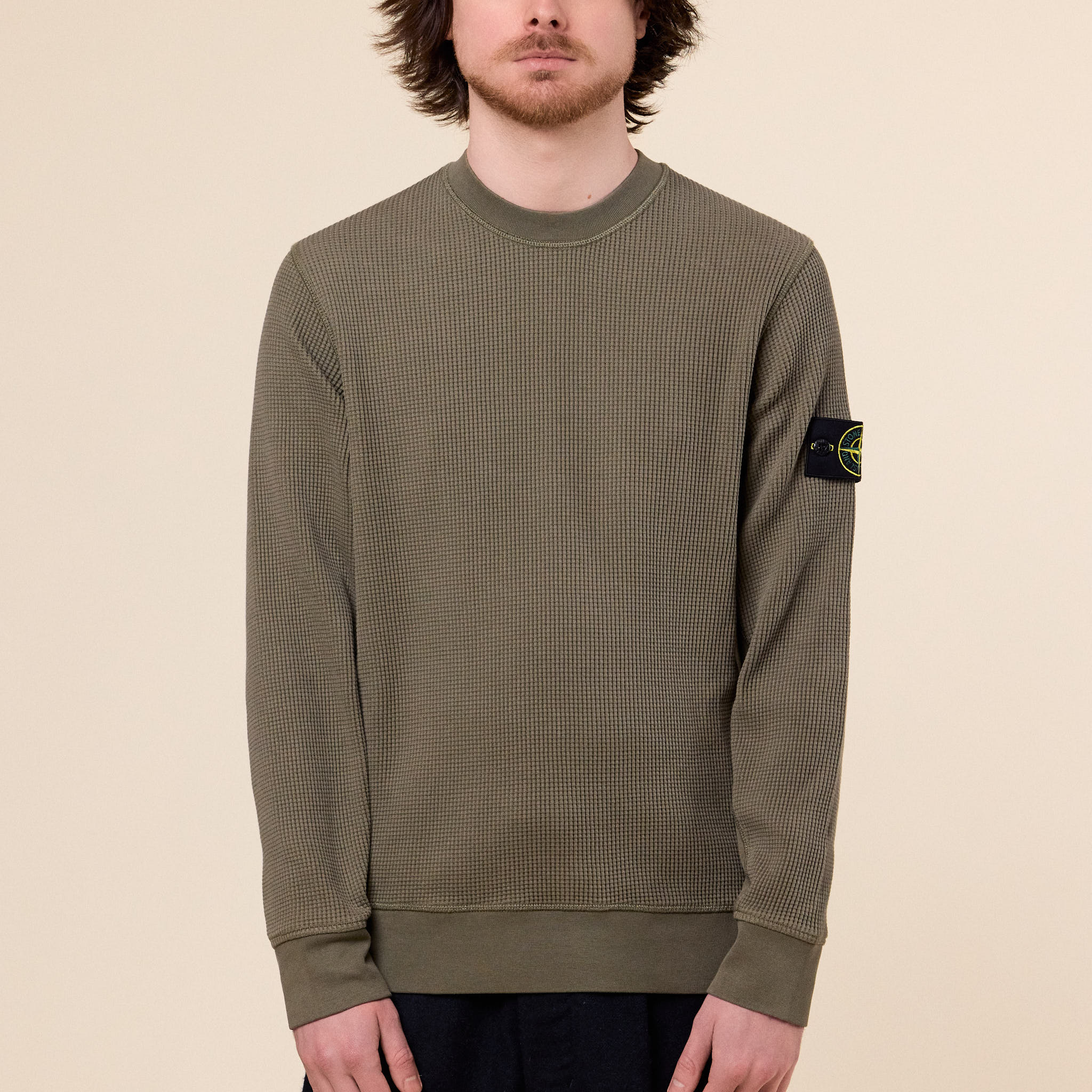 Stone Island - Waffle Crewneck Sweatshirt - Military Green