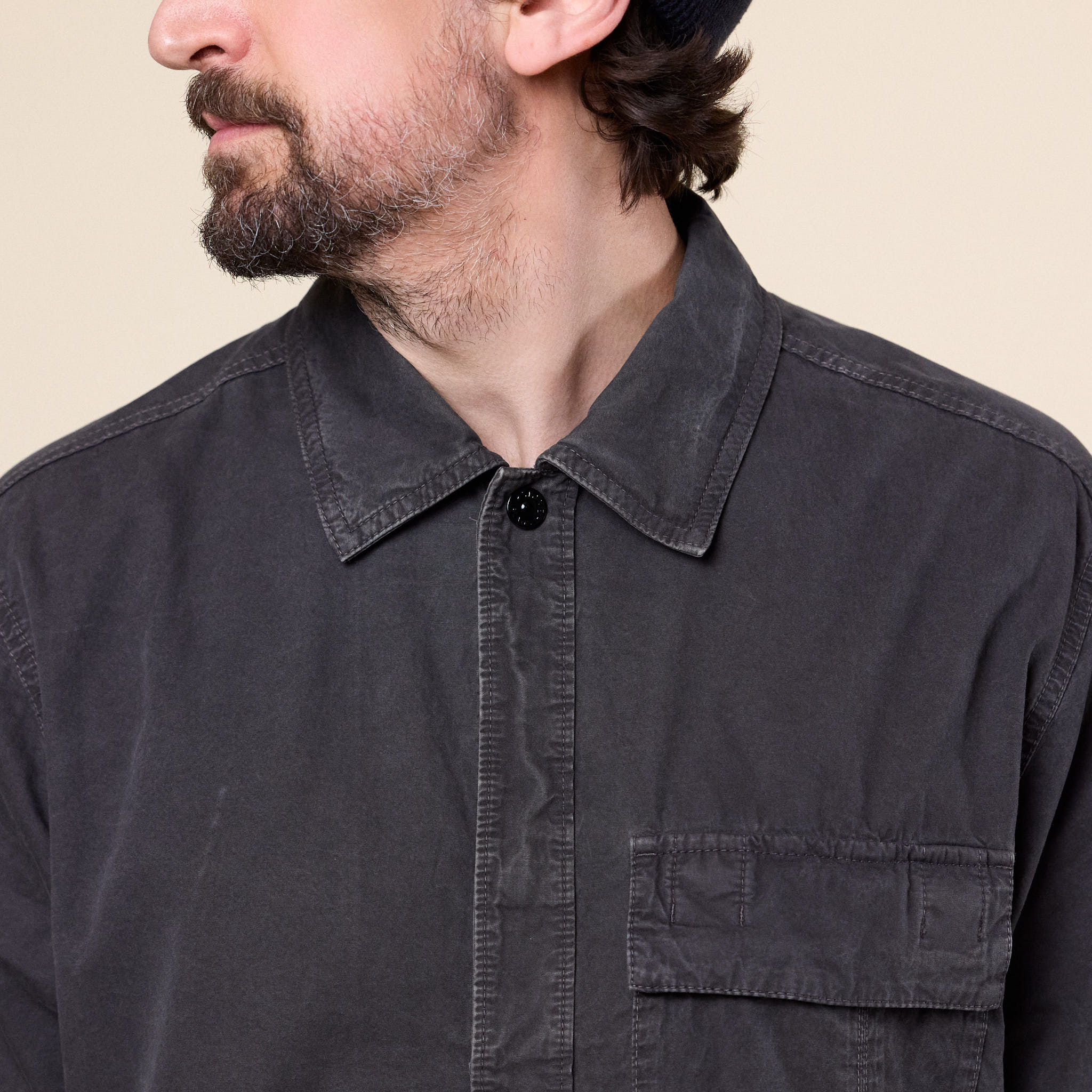 Stone Island - Organic Cotton Canvas "Old Effect" Shirt - Charcoal Grey