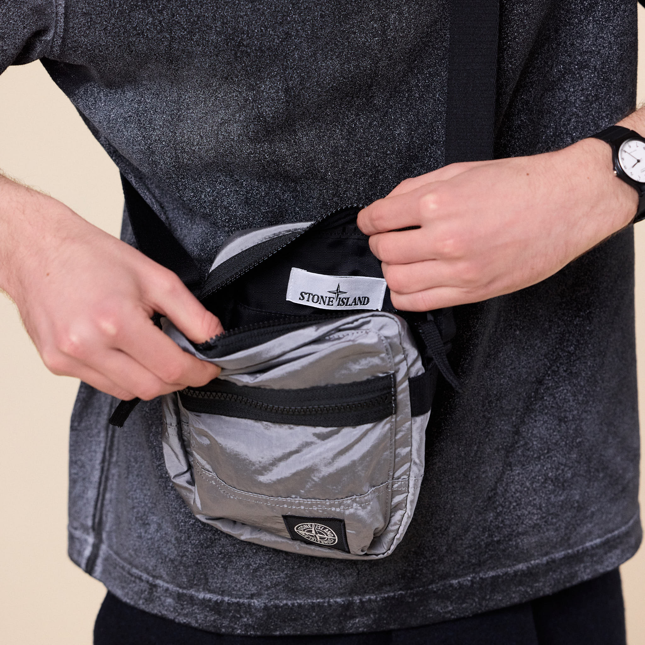 Stone Island - Nylon Metal Pouch Bag - Pearl Grey