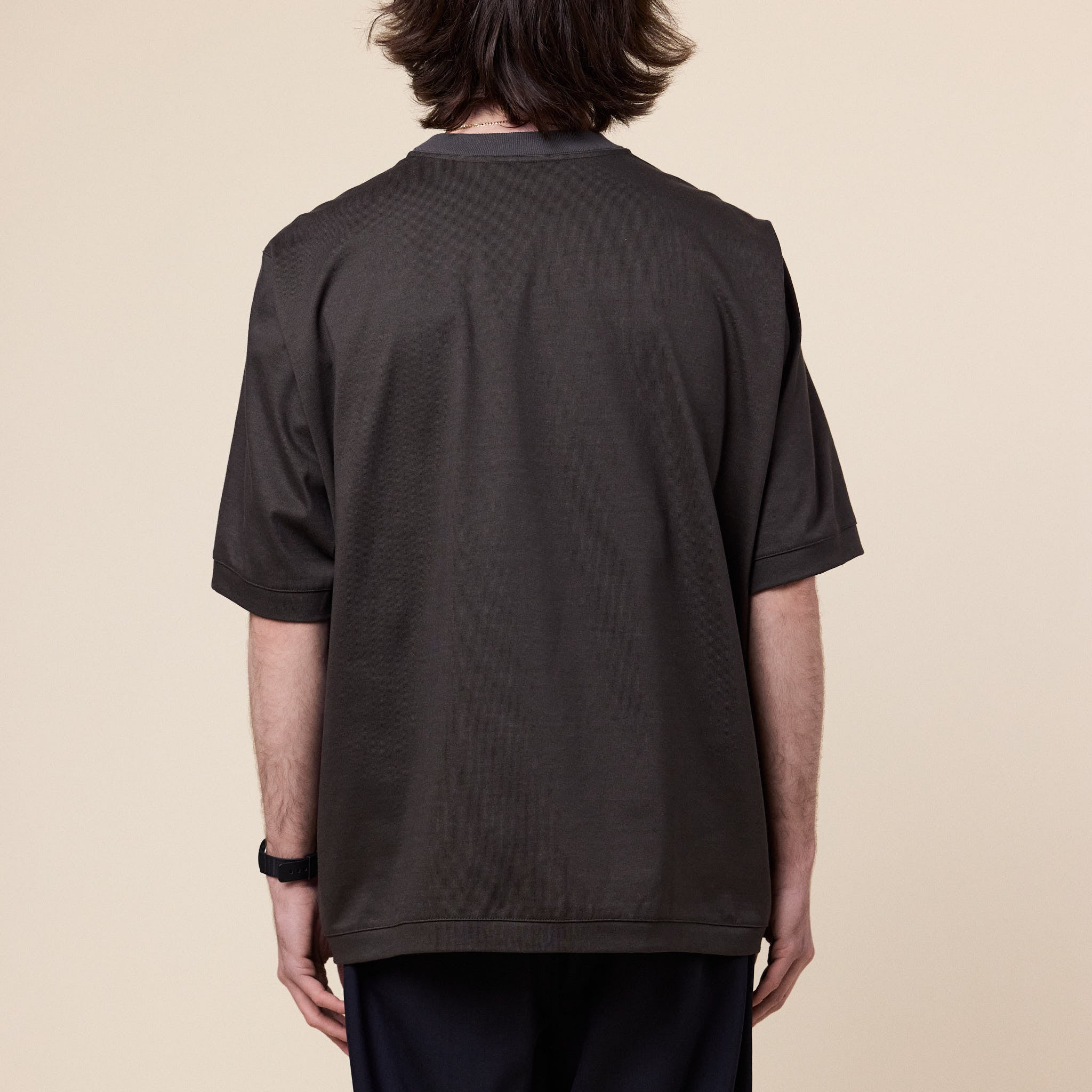 Still by Hand - Heavyweight Double Knit T-Shirt - Brown Charcoal