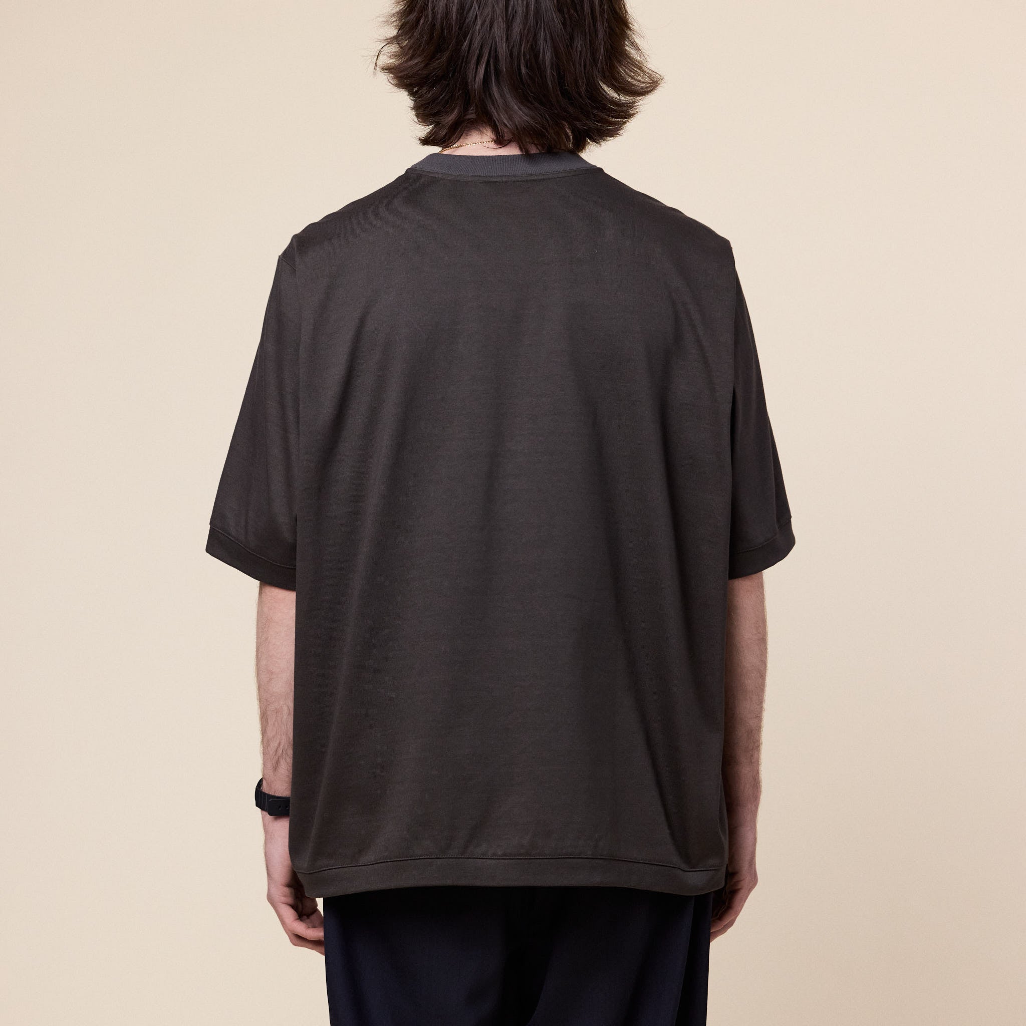 Still by Hand - Heavyweight Double Knit T-Shirt - Brown Charcoal