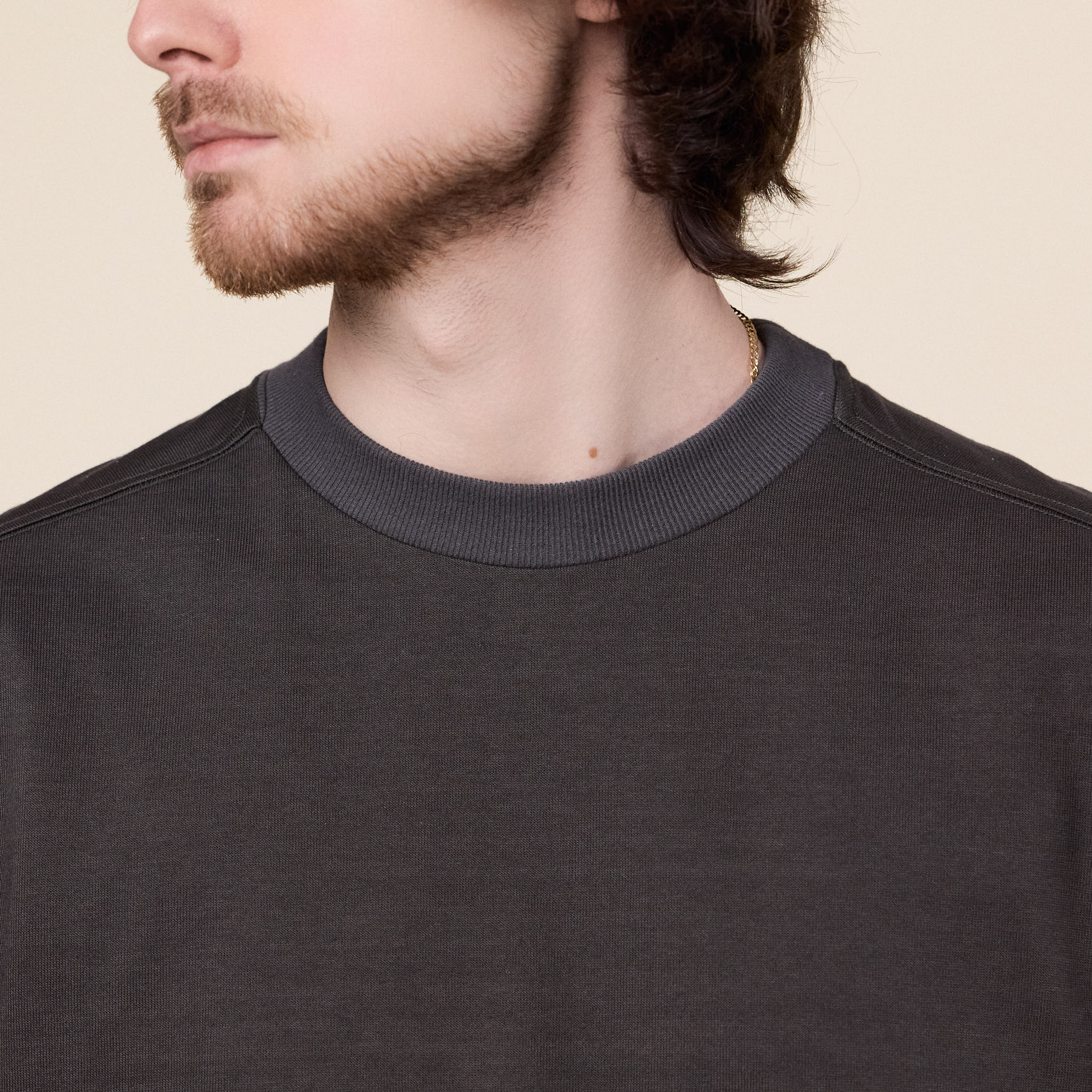 Still by Hand - Heavyweight Double Knit T-Shirt - Brown Charcoal