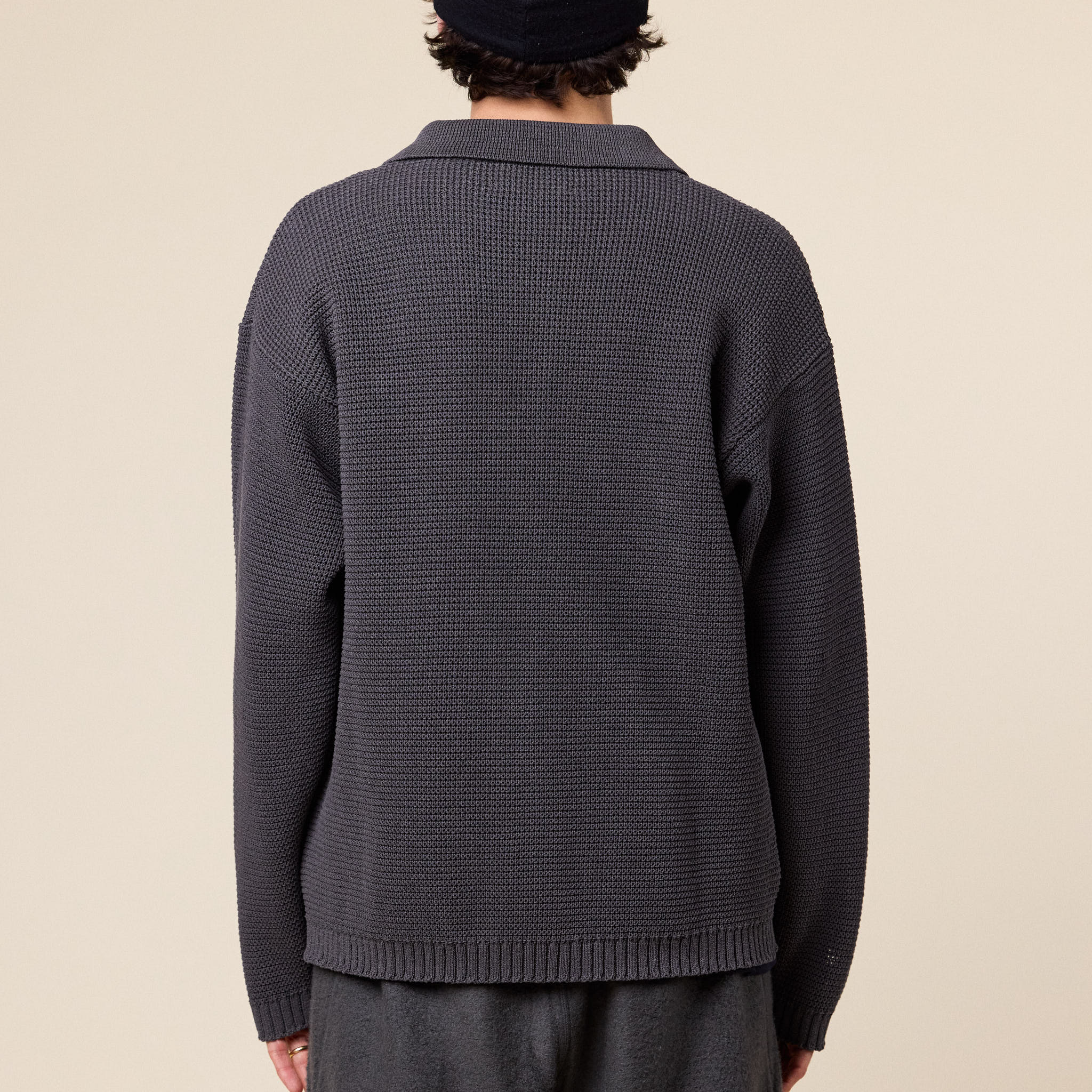 Still by Hand - Paper Mixed Blouson Cardigan - Brown Charcoal