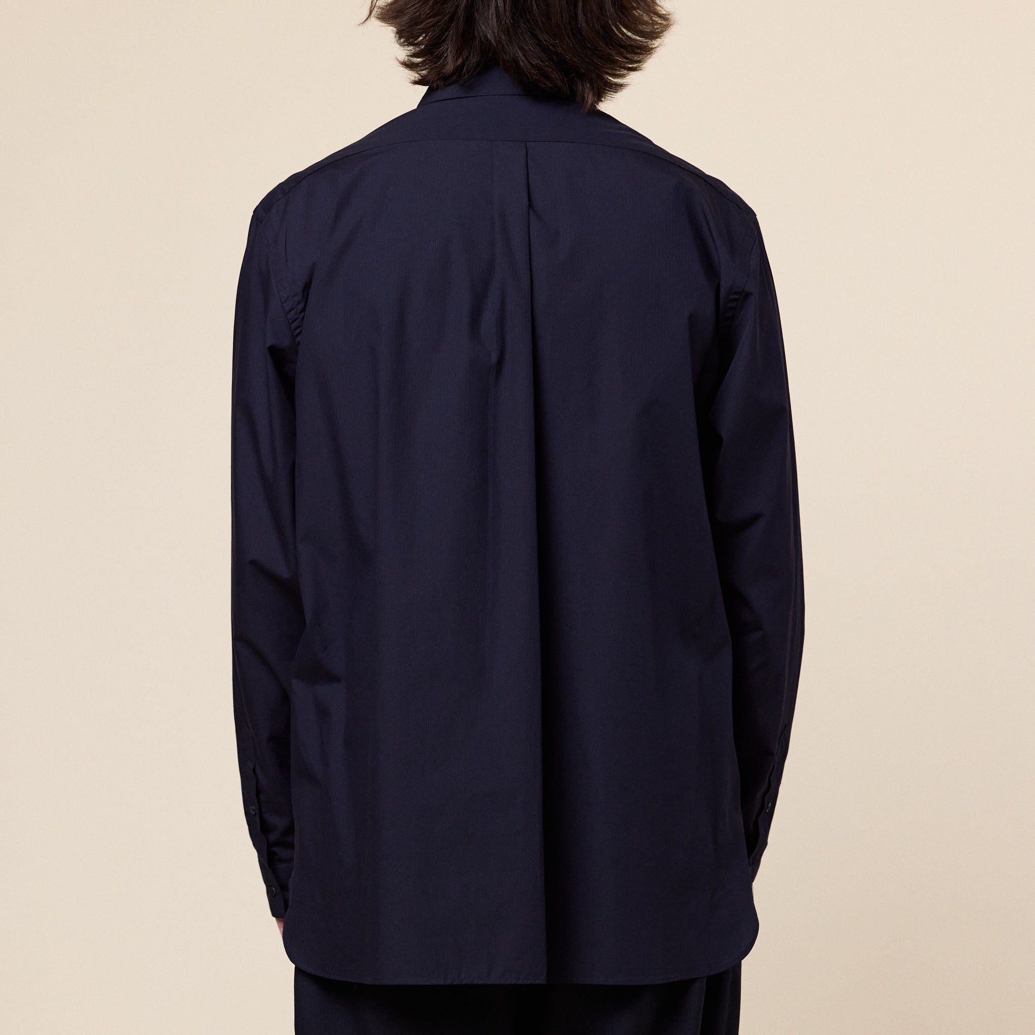 Still by Hand - Regular Collar Broadcloth Shirt - Navy Stripe