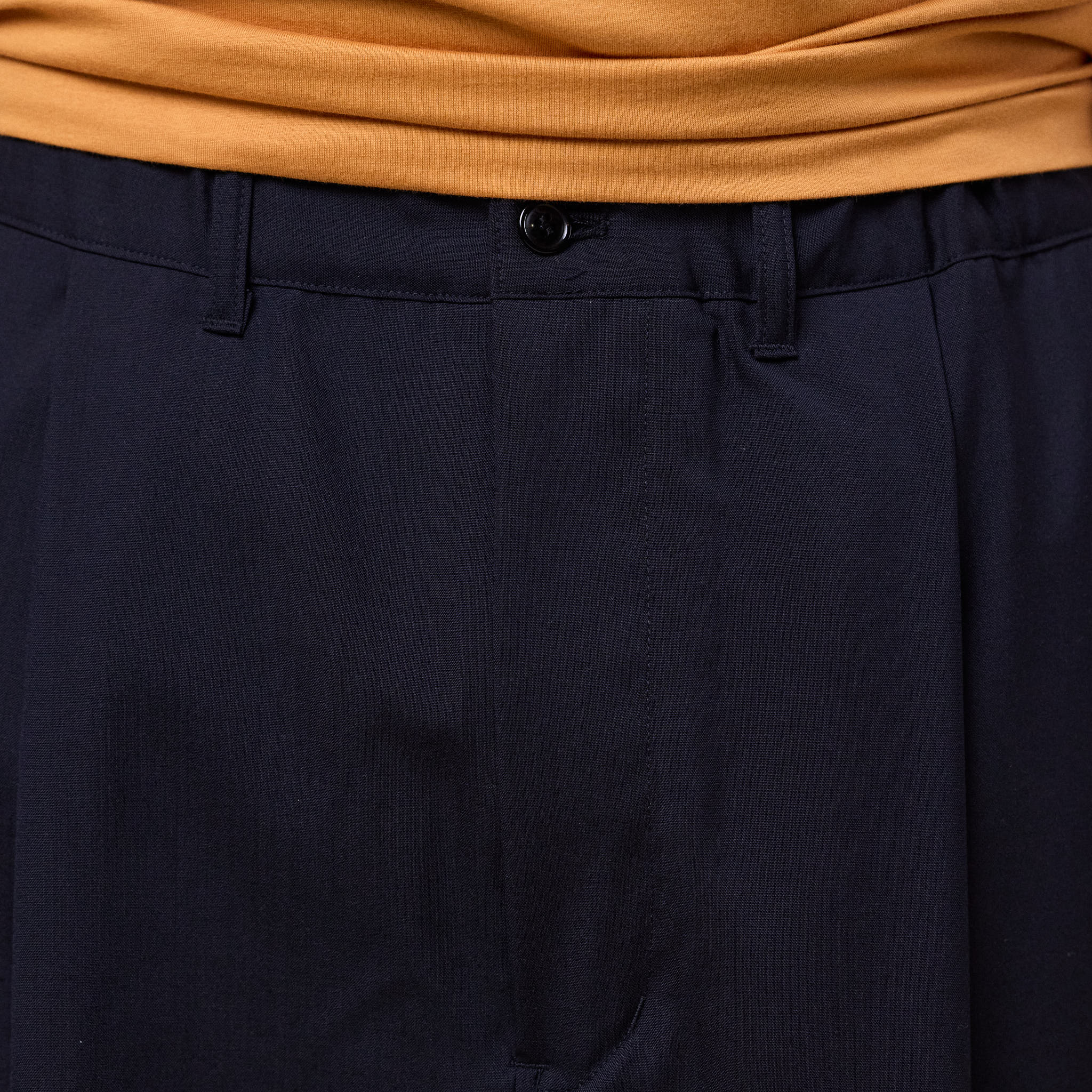 Still by Hand - Tapered Summer Wool Easy Pants - Black Navy