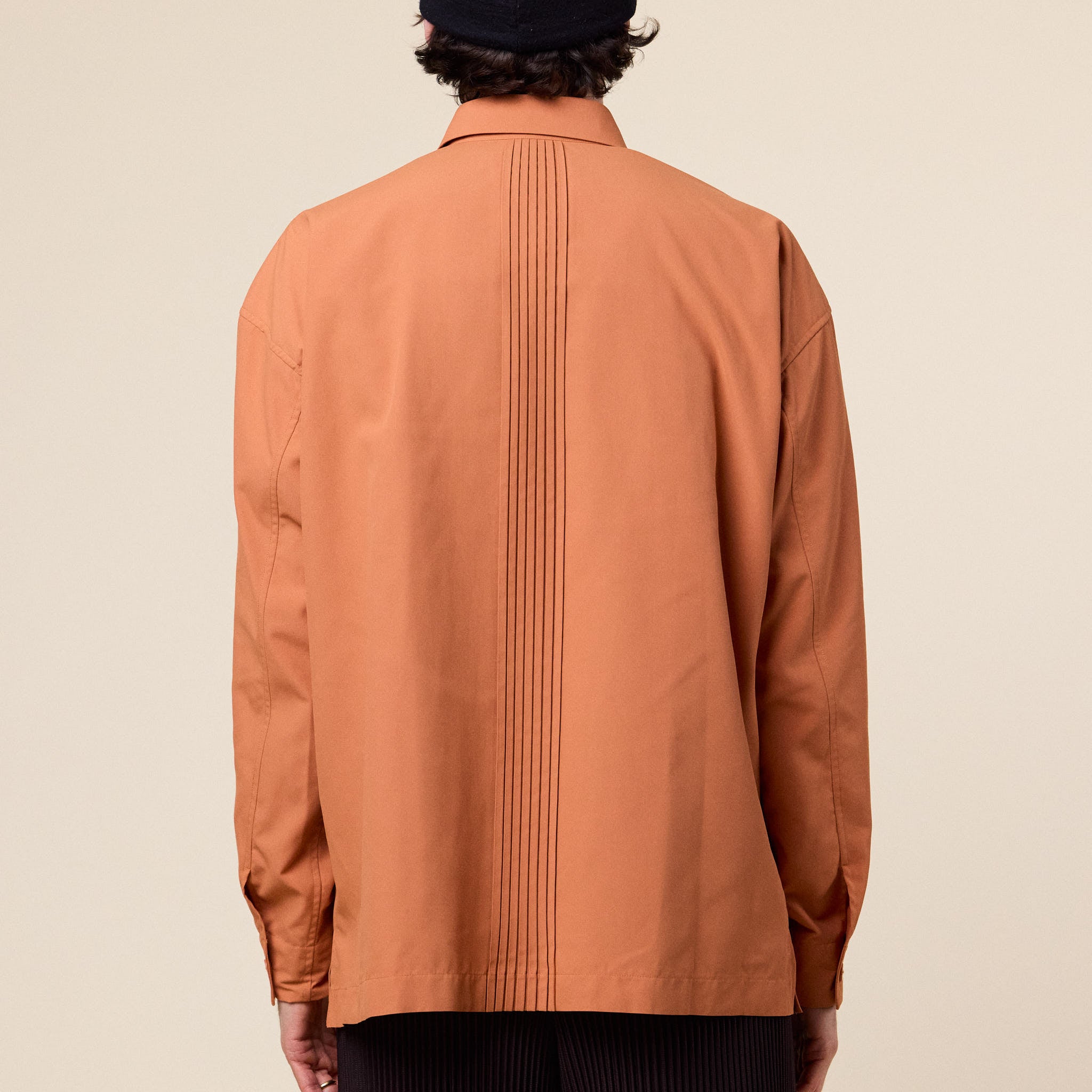 IM MEN - Pleated Panelled Shirt - Light Orange