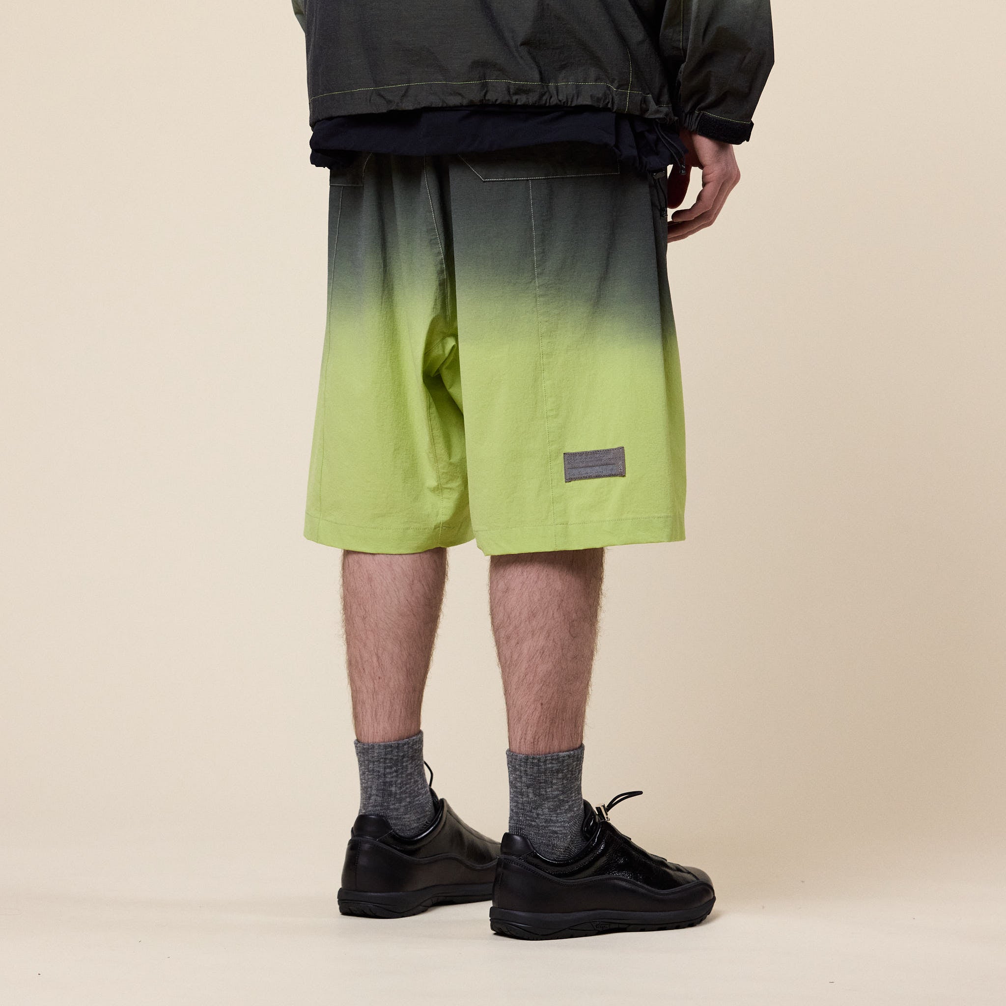 Poliquant - Gradient Garment Dyed Long Shorts - Black Lime