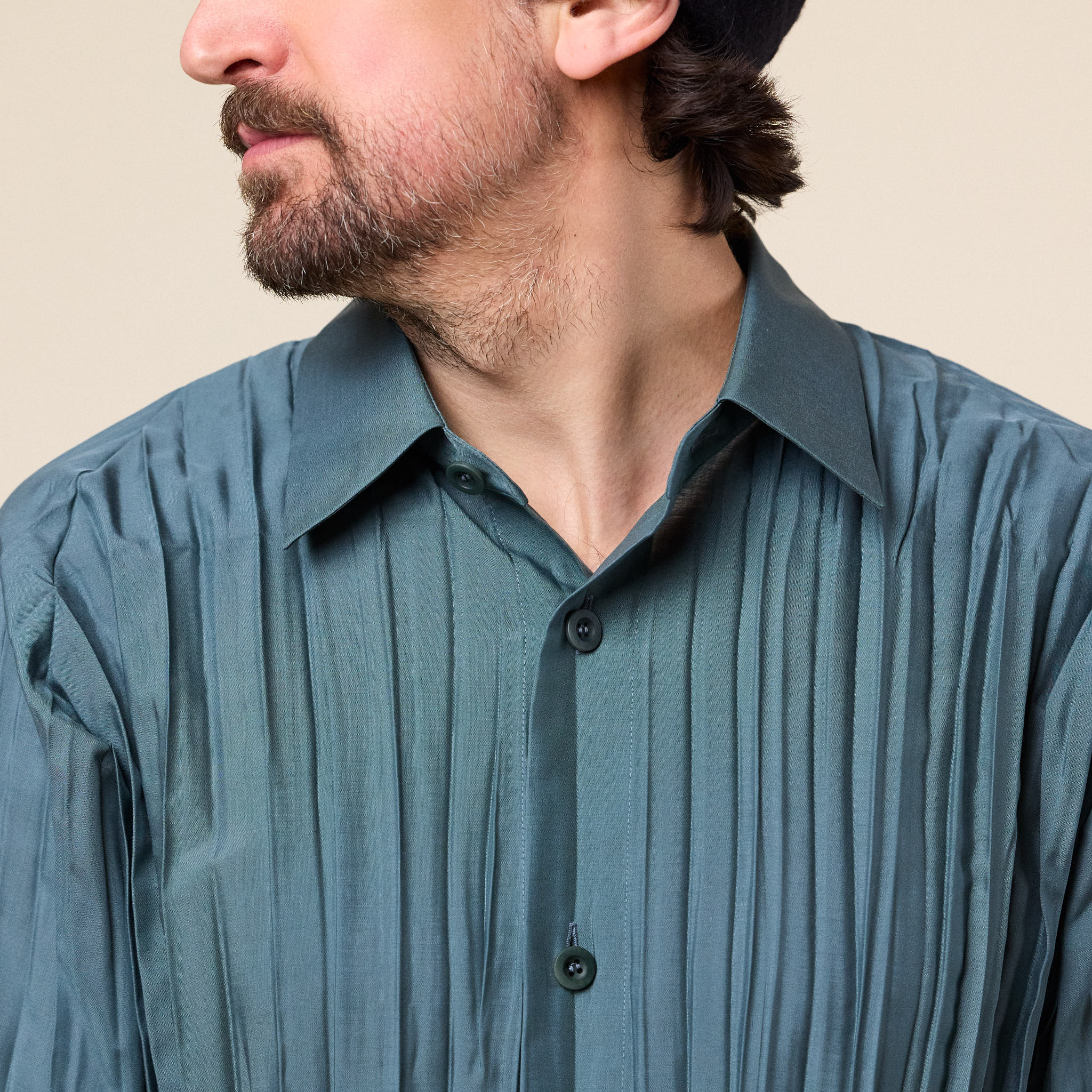 IM MEN - Wrinkle Shirt Short Sleeve - Blue Grey