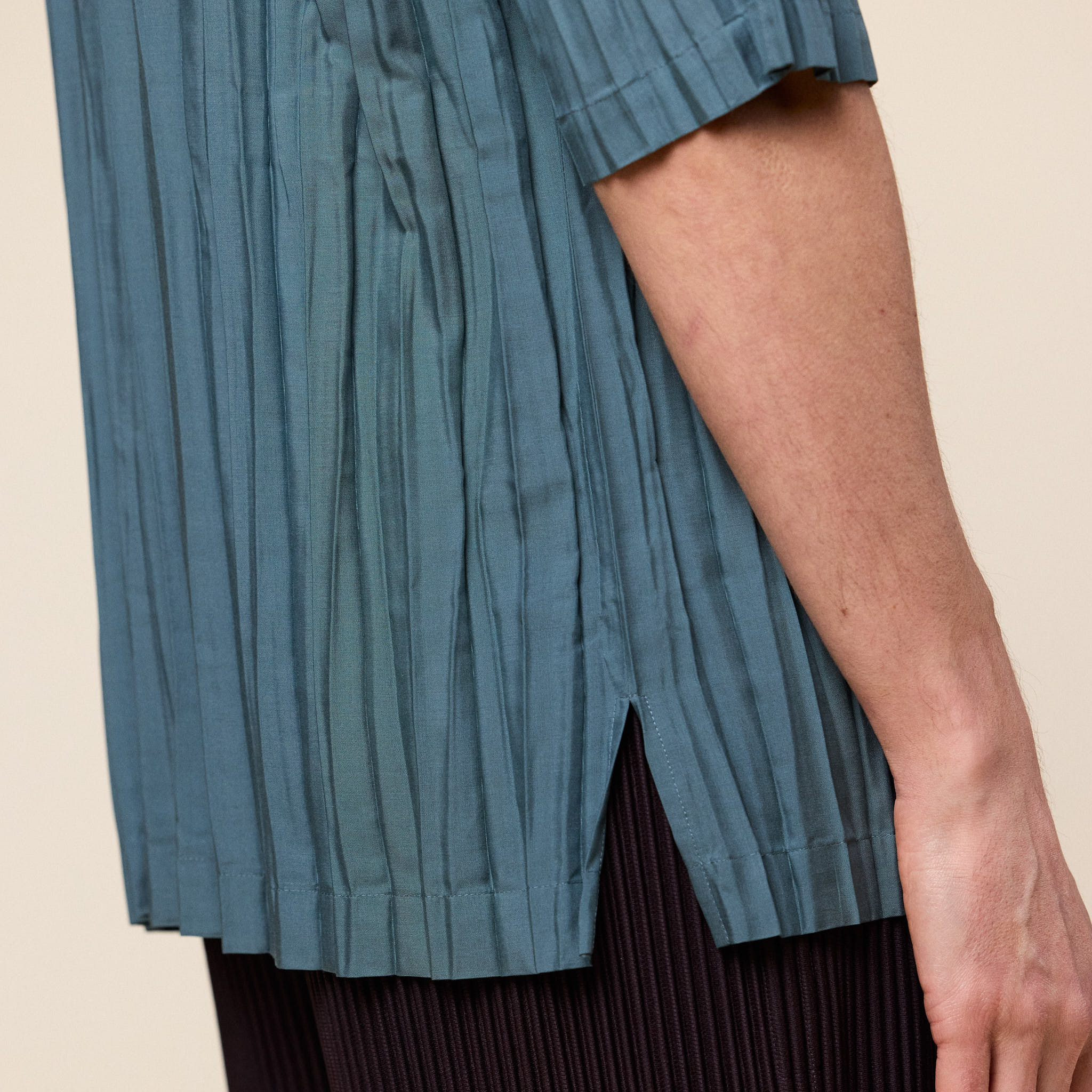 IM MEN - Wrinkle Shirt Short Sleeve - Blue Grey