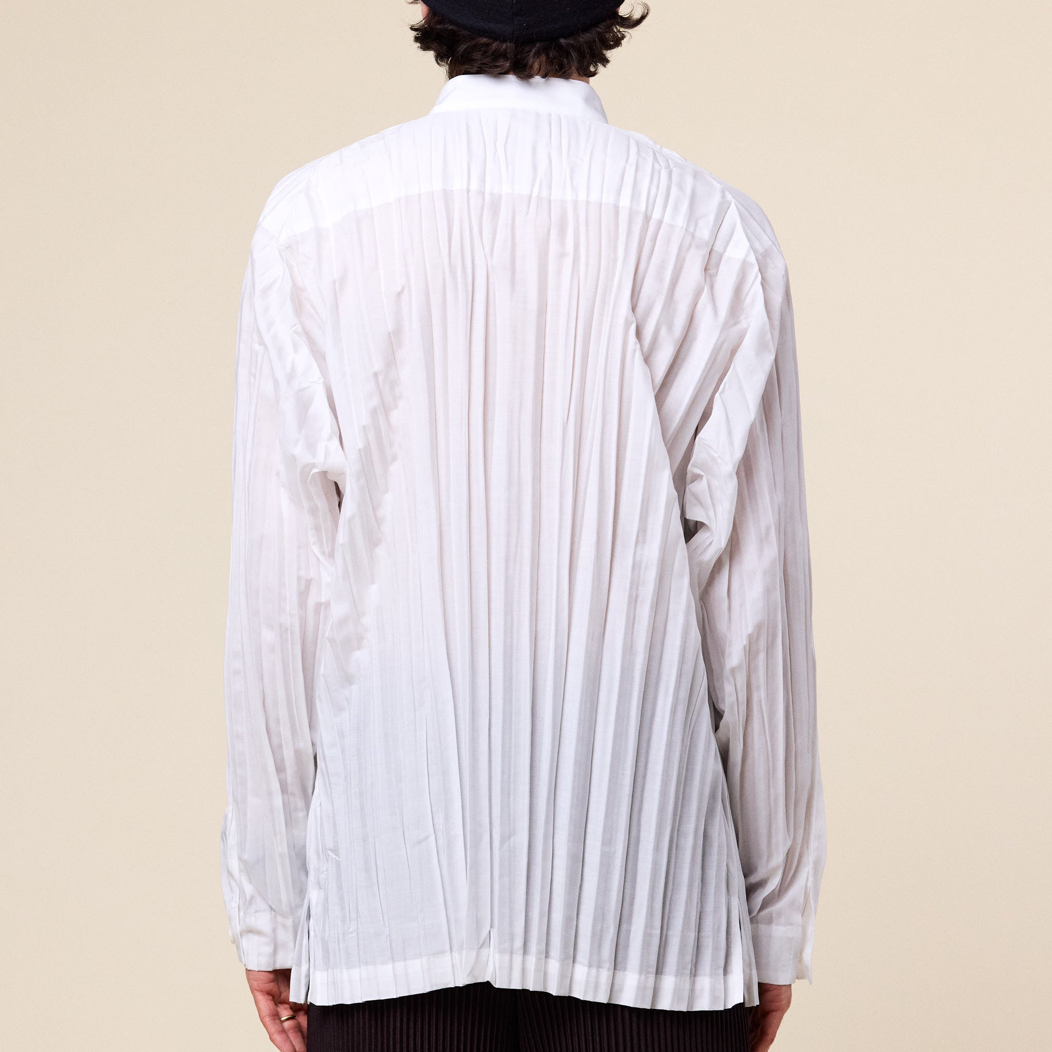 IM MEN - Wrinkle Shirt Stand Collar - Off White