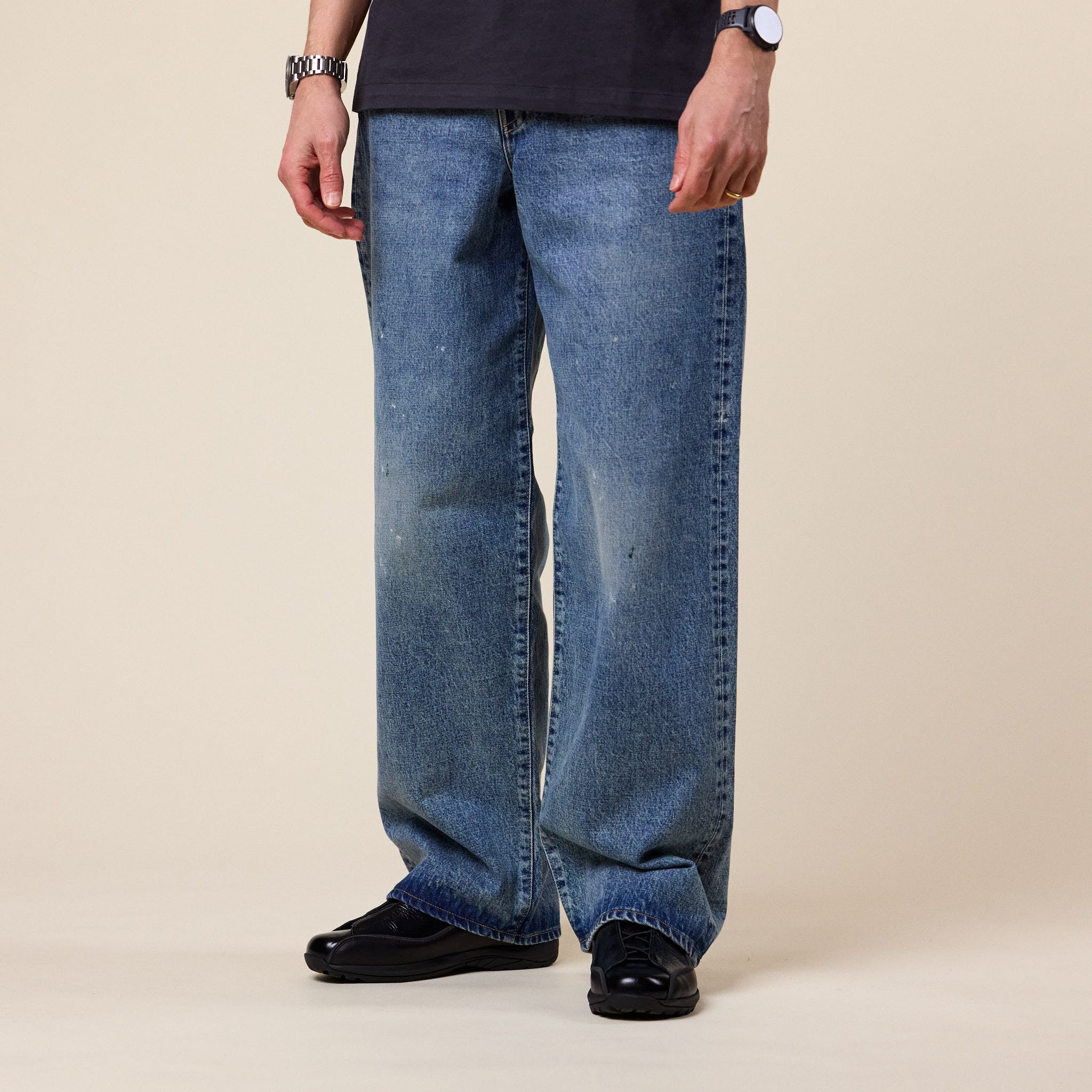 Edwin Jeans - Made in Japan Wide Pant - Blue Mid Used (Paint)