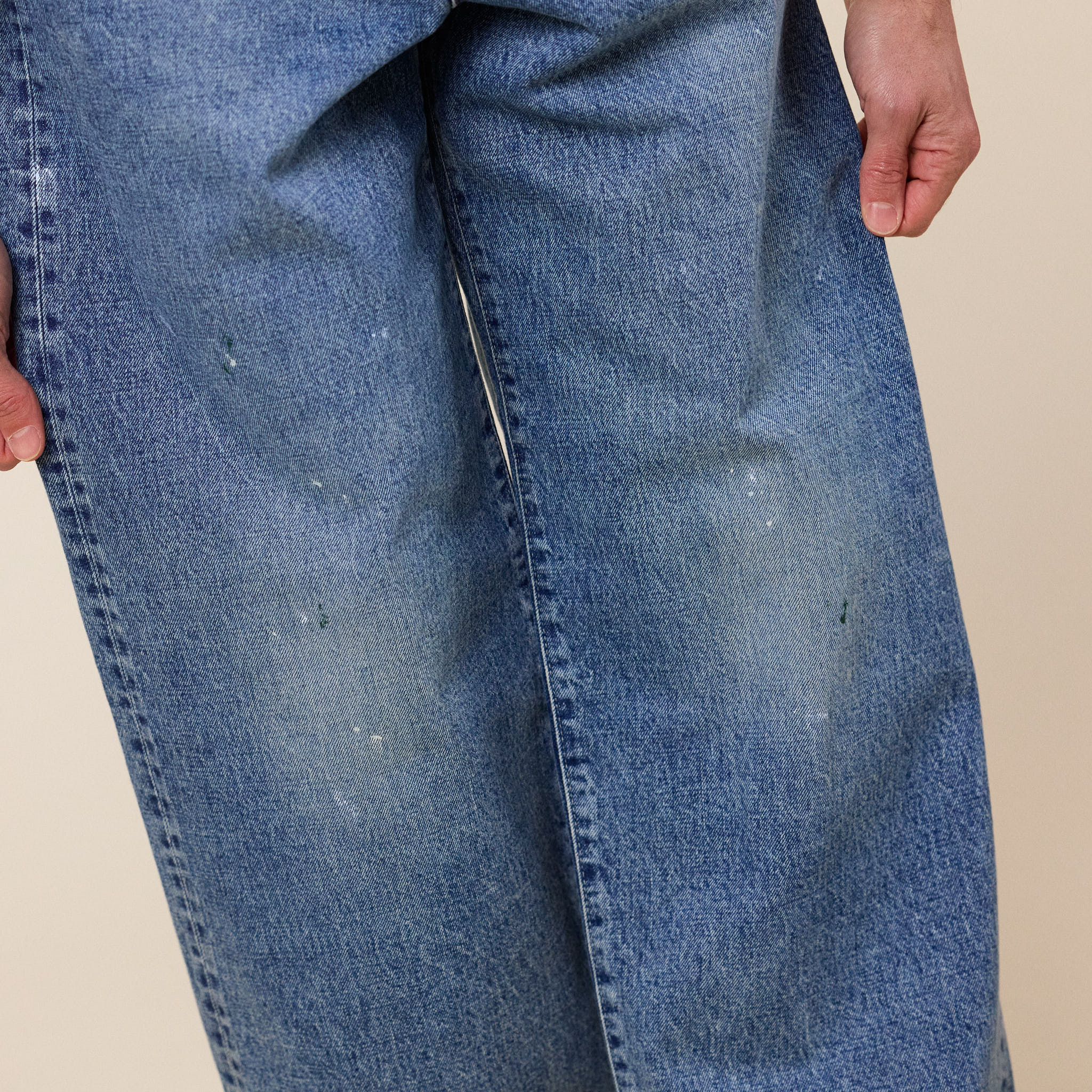 Edwin Jeans - Made in Japan Wide Pant - Blue Mid Used (Paint)