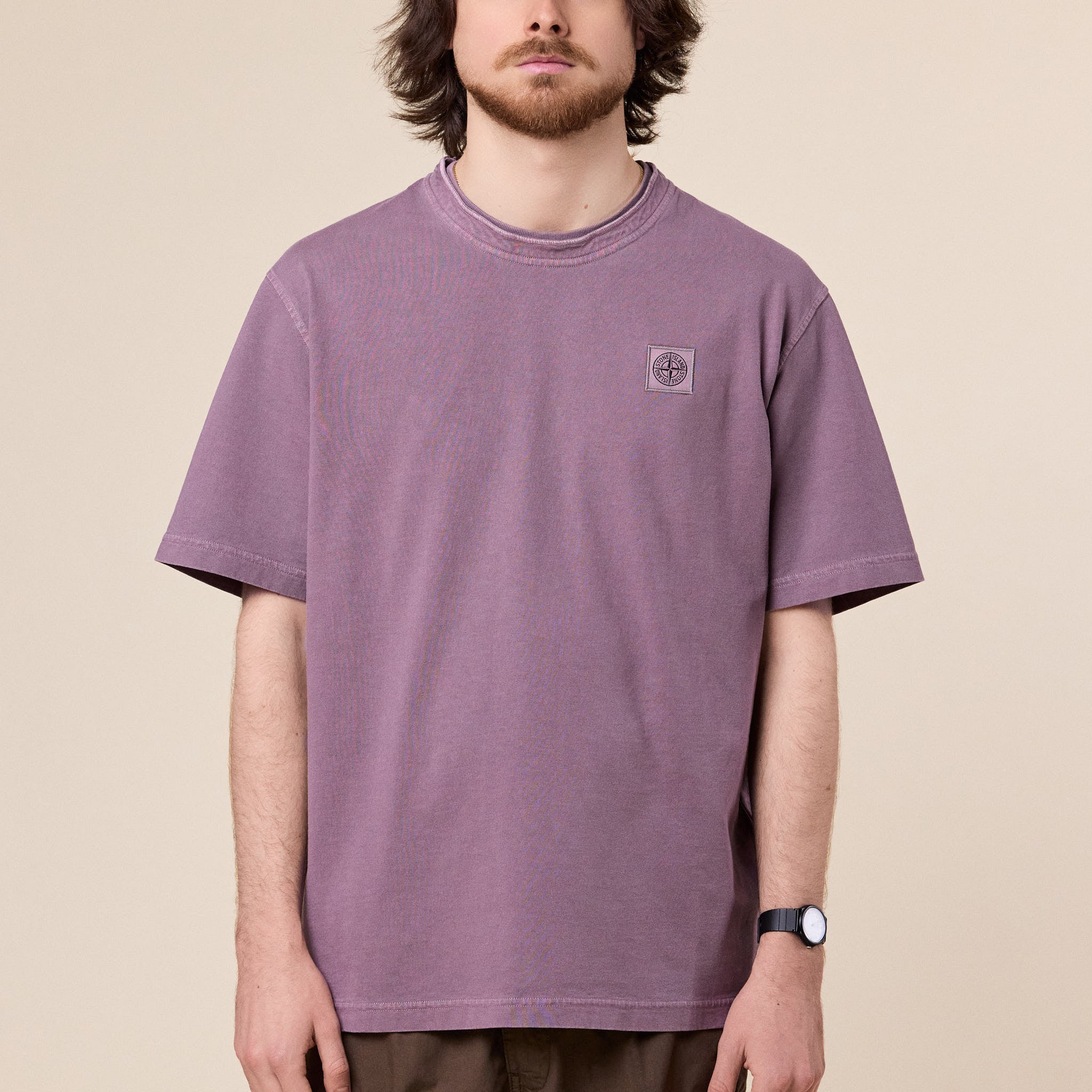 Stone Island - "Old Effect" Cotton T-Shirt - Purple Grey