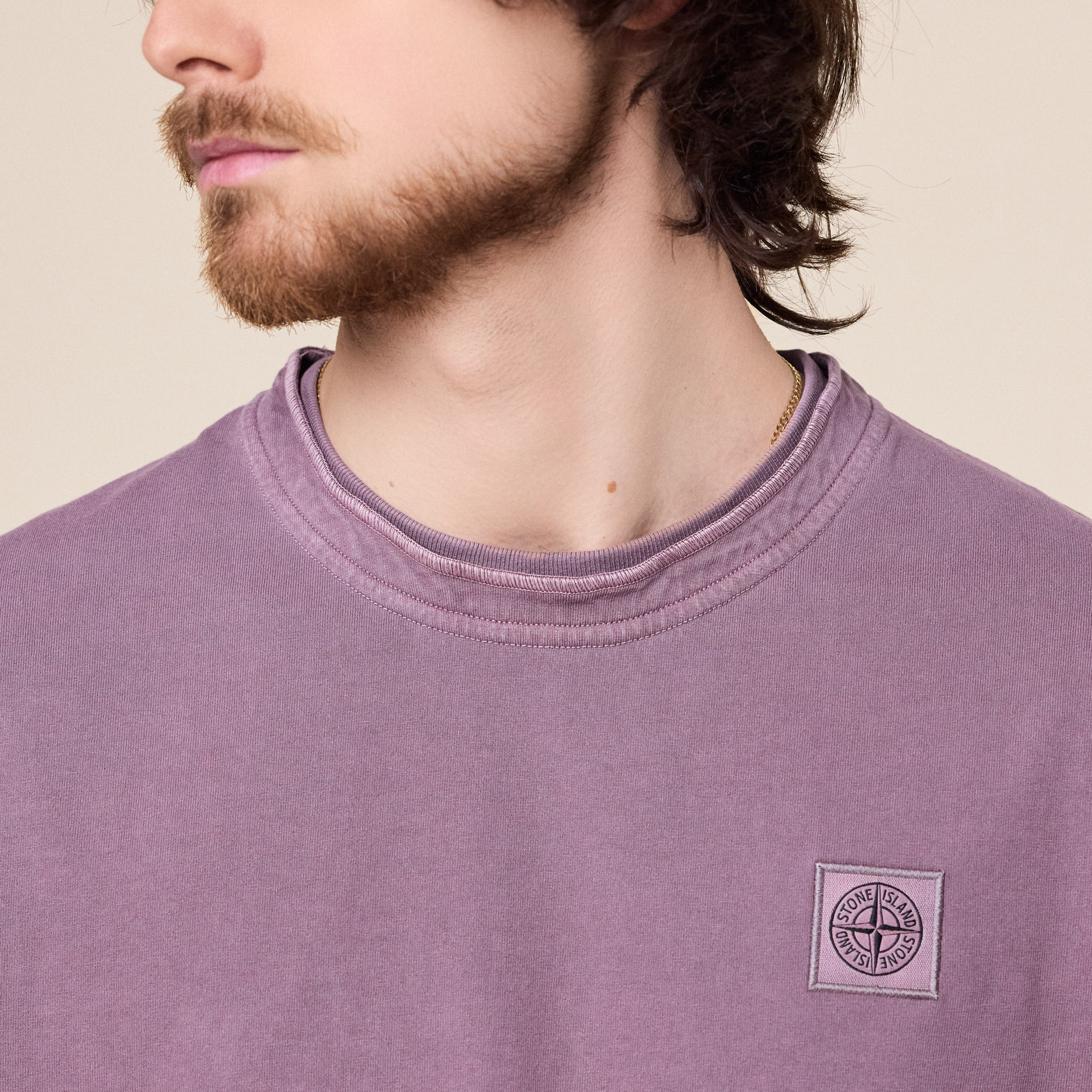 Stone Island - "Old Effect" Cotton T-Shirt - Purple Grey